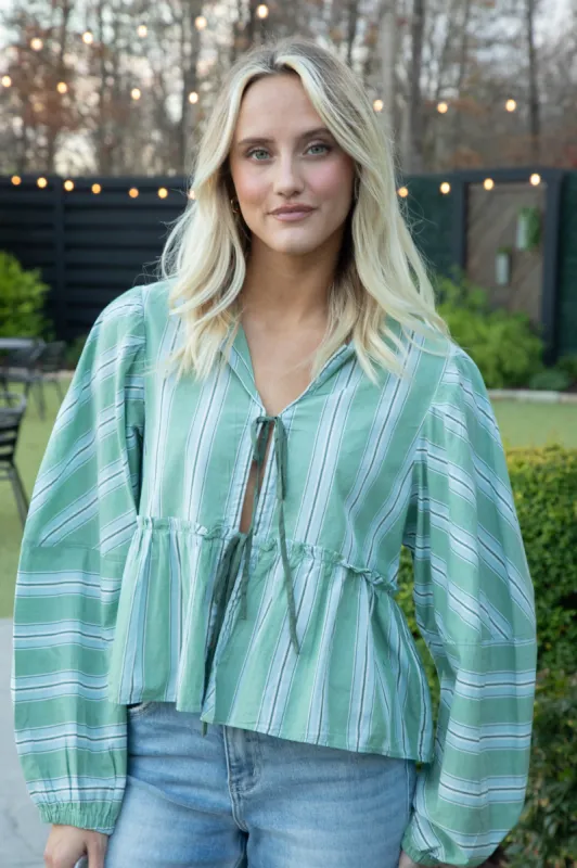 Brunch Babe Blouse, White Spruce Combo | Free People sold by North & Main Clothing Company