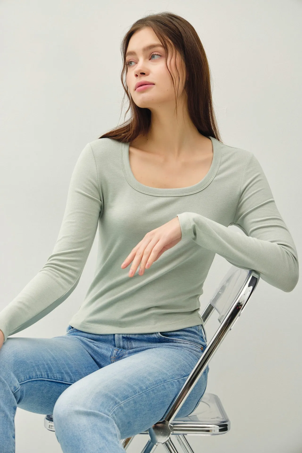 Molly Basic Scoop Neck Top, Sprout sold by North & Main Clothing Company product image thumbnail 2