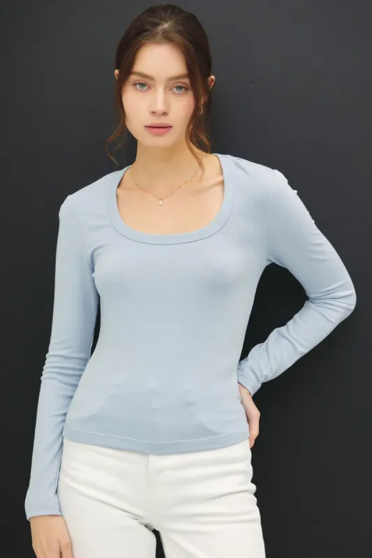 Molly Basic Scoop Neck Top, Sky sold by North & Main Clothing Company