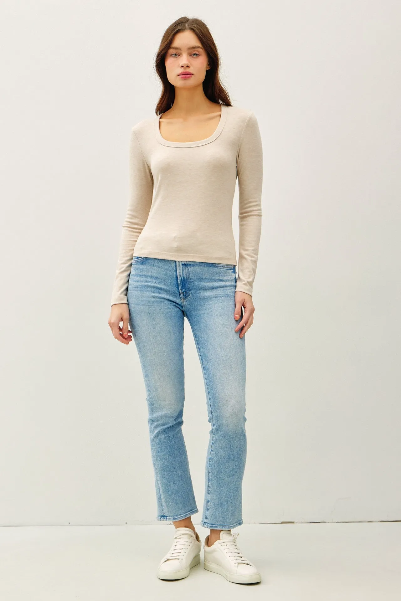 Molly Basic Scoop Neck Top, Oatmeal sold by North & Main Clothing Company product image thumbnail 3