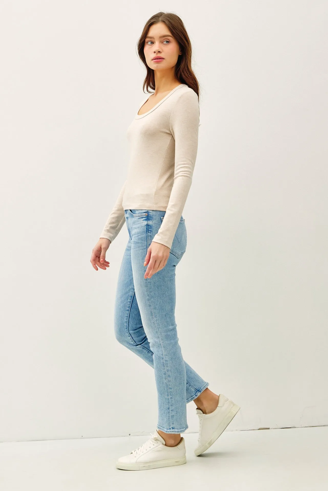 Molly Basic Scoop Neck Top, Oatmeal sold by North & Main Clothing Company product image thumbnail 2