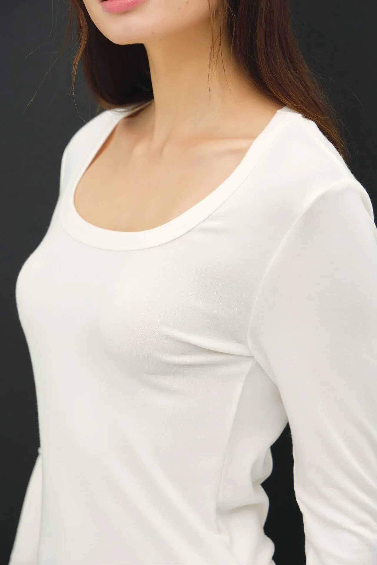 Molly Basic Scoop Neck Top, Ivory sold by North & Main Clothing Company product image thumbnail 2