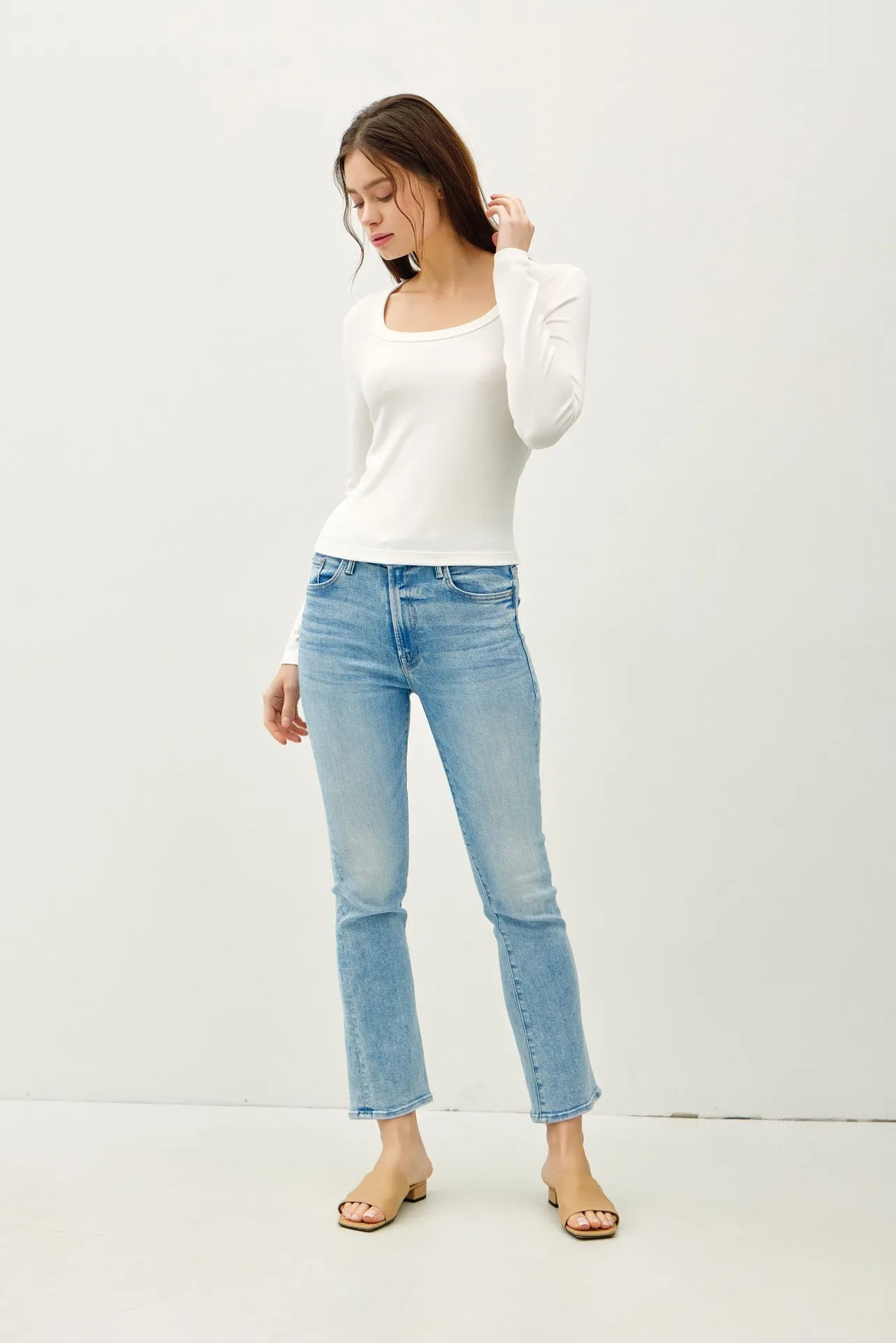 Molly Basic Scoop Neck Top, Ivory sold by North & Main Clothing Company product image thumbnail 3