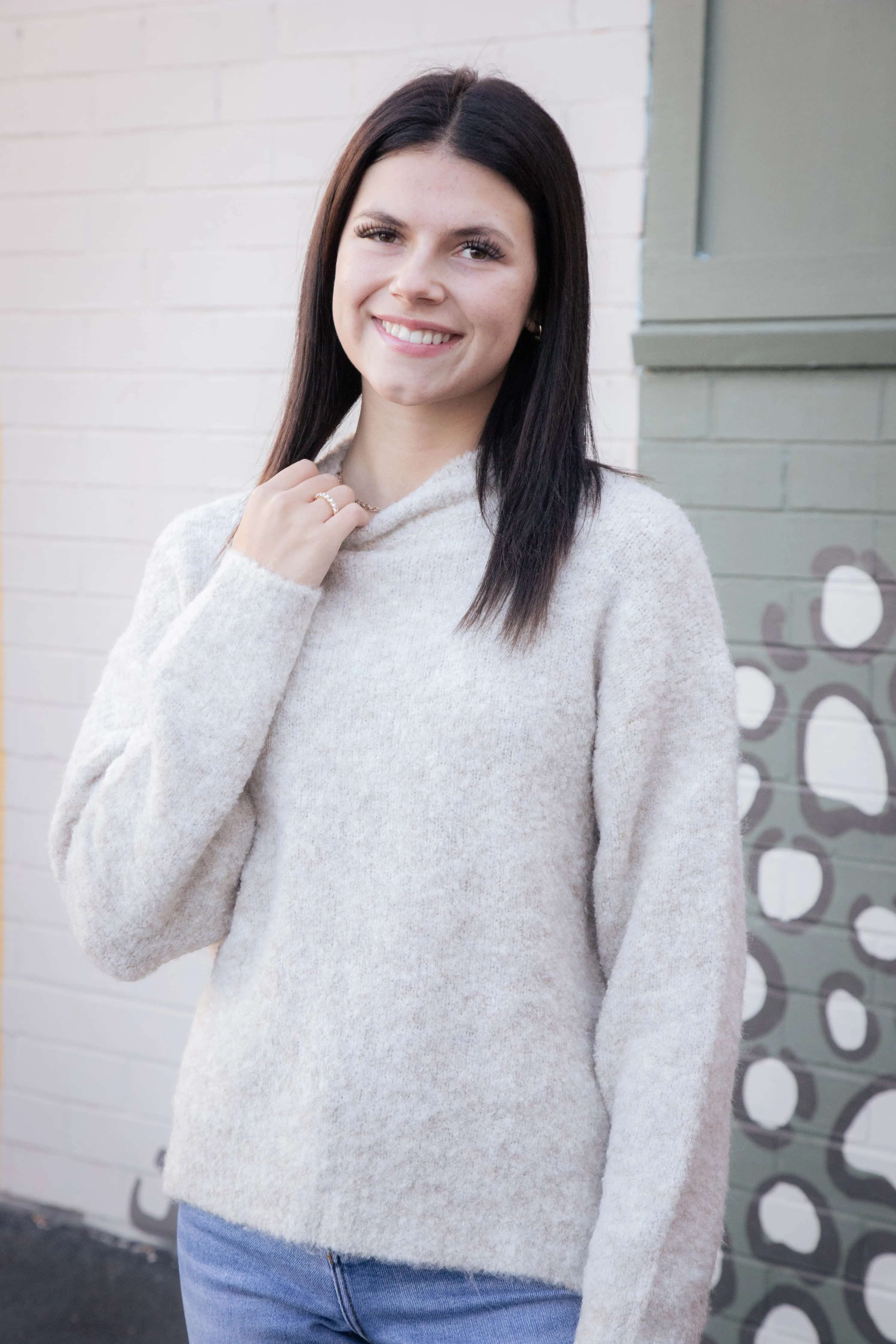 Gentle Mind Mock Neck Sweater, Oatmeal | Sadie & Sage sold by North & Main Clothing Company product image thumbnail 5