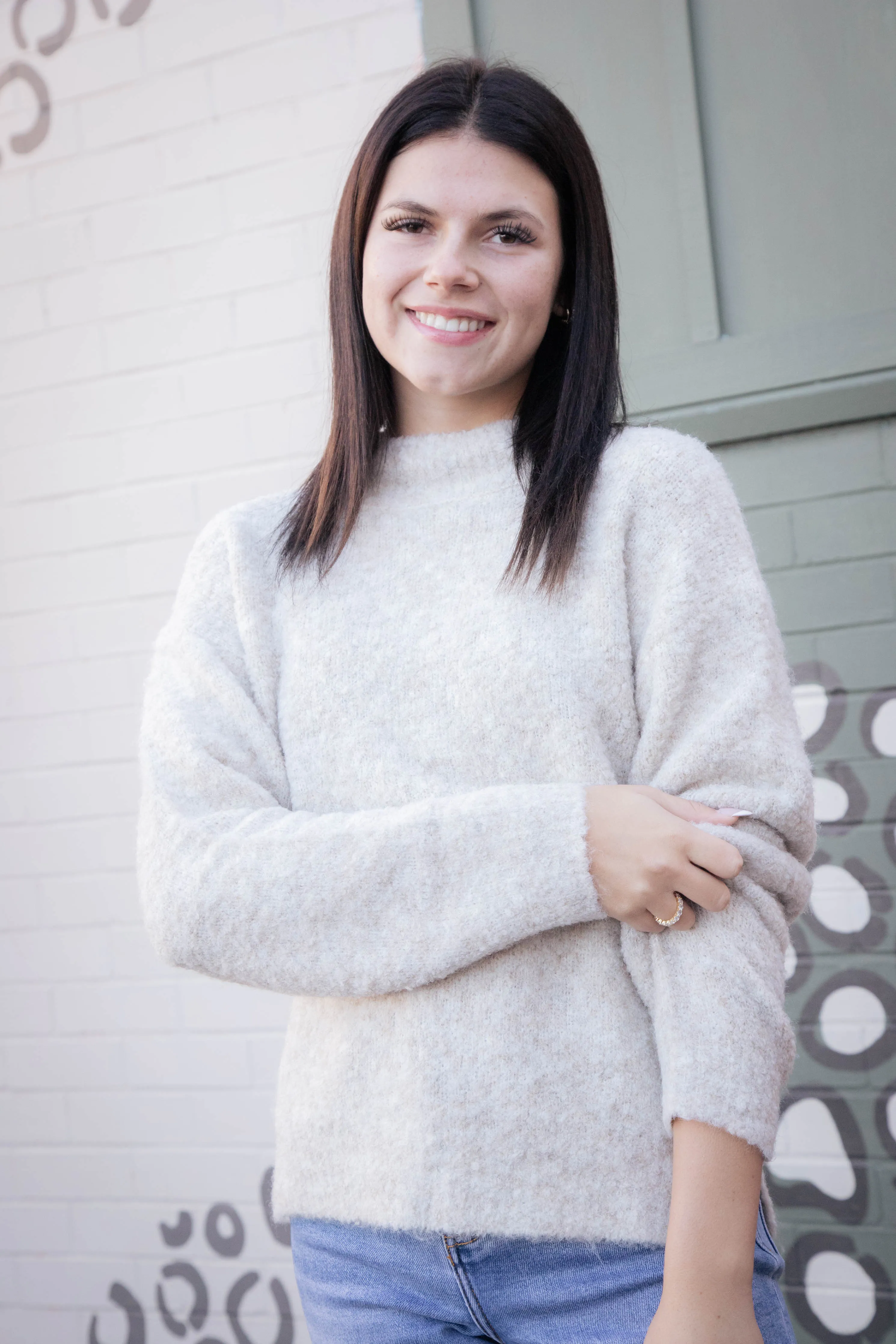 Gentle Mind Mock Neck Sweater, Oatmeal | Sadie & Sage sold by North & Main Clothing Company product image thumbnail 3