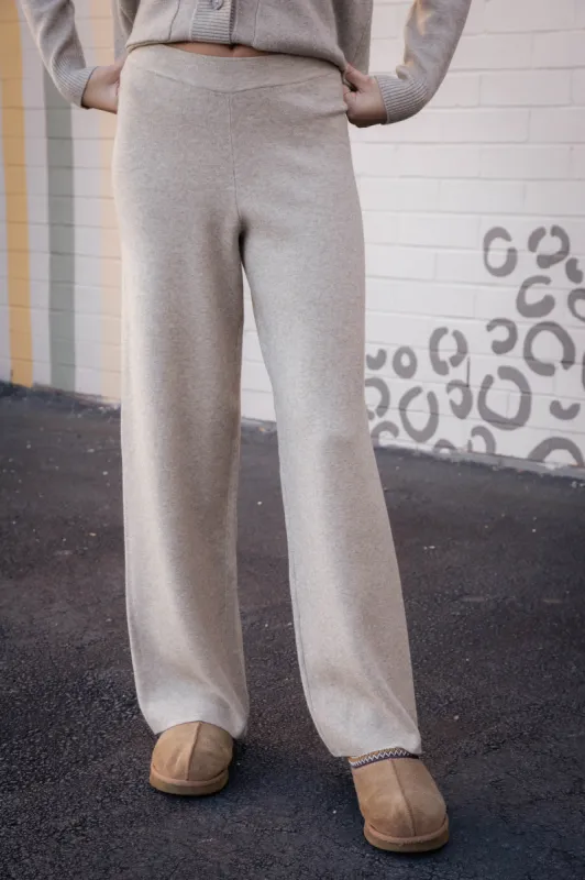 Kelsie Knit Pants, Stone | Sadie & Sage sold by North & Main Clothing Company