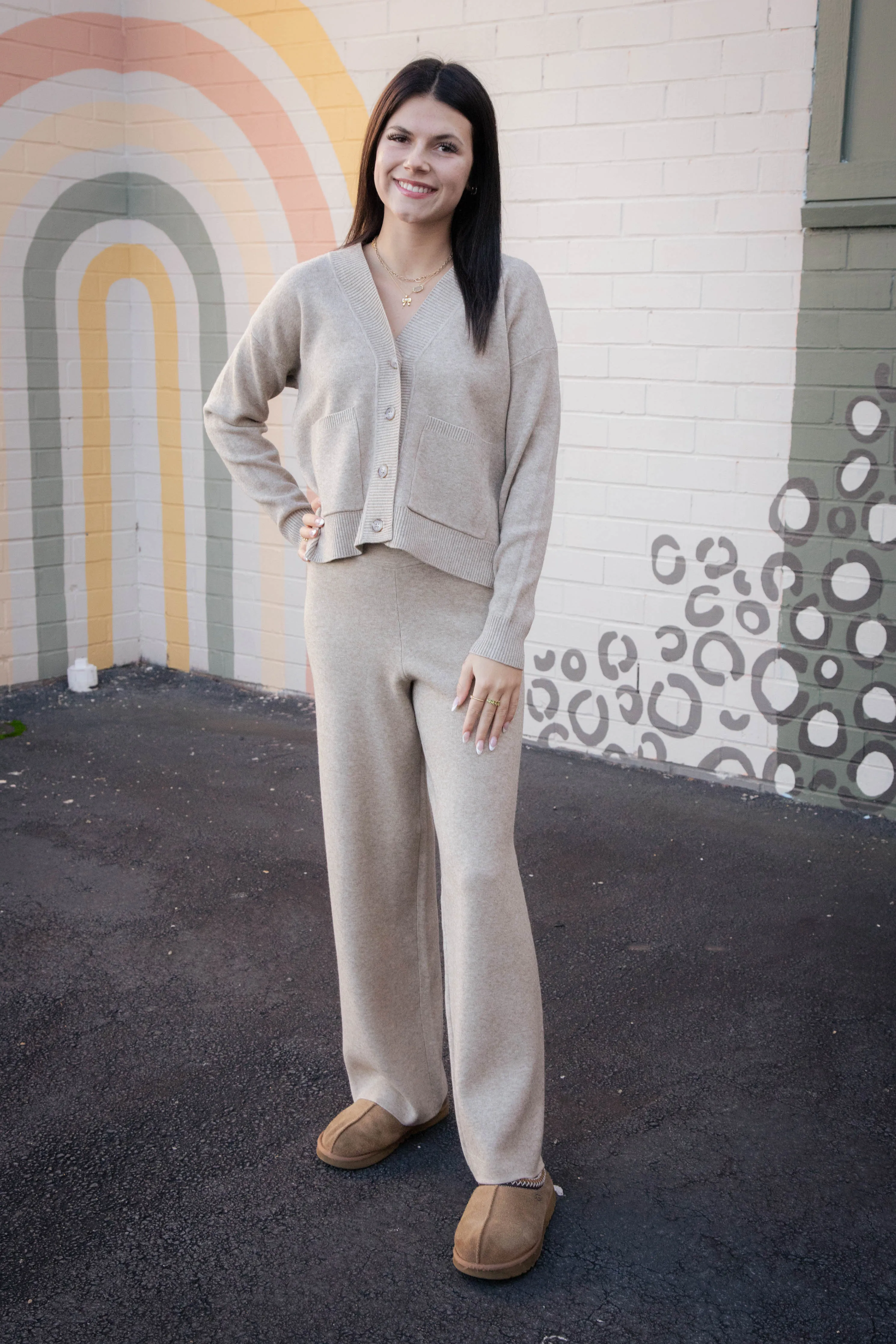 Kelsie Knit Pants, Stone | Sadie & Sage sold by North & Main Clothing Company product image thumbnail 2