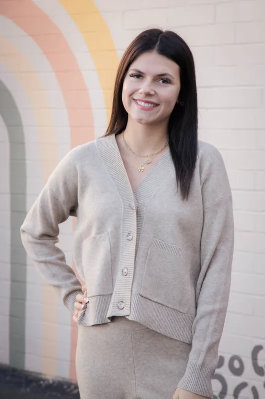 Kelsie Button Front Cardigan, Stone | Sadie & Sage sold by North & Main Clothing Company