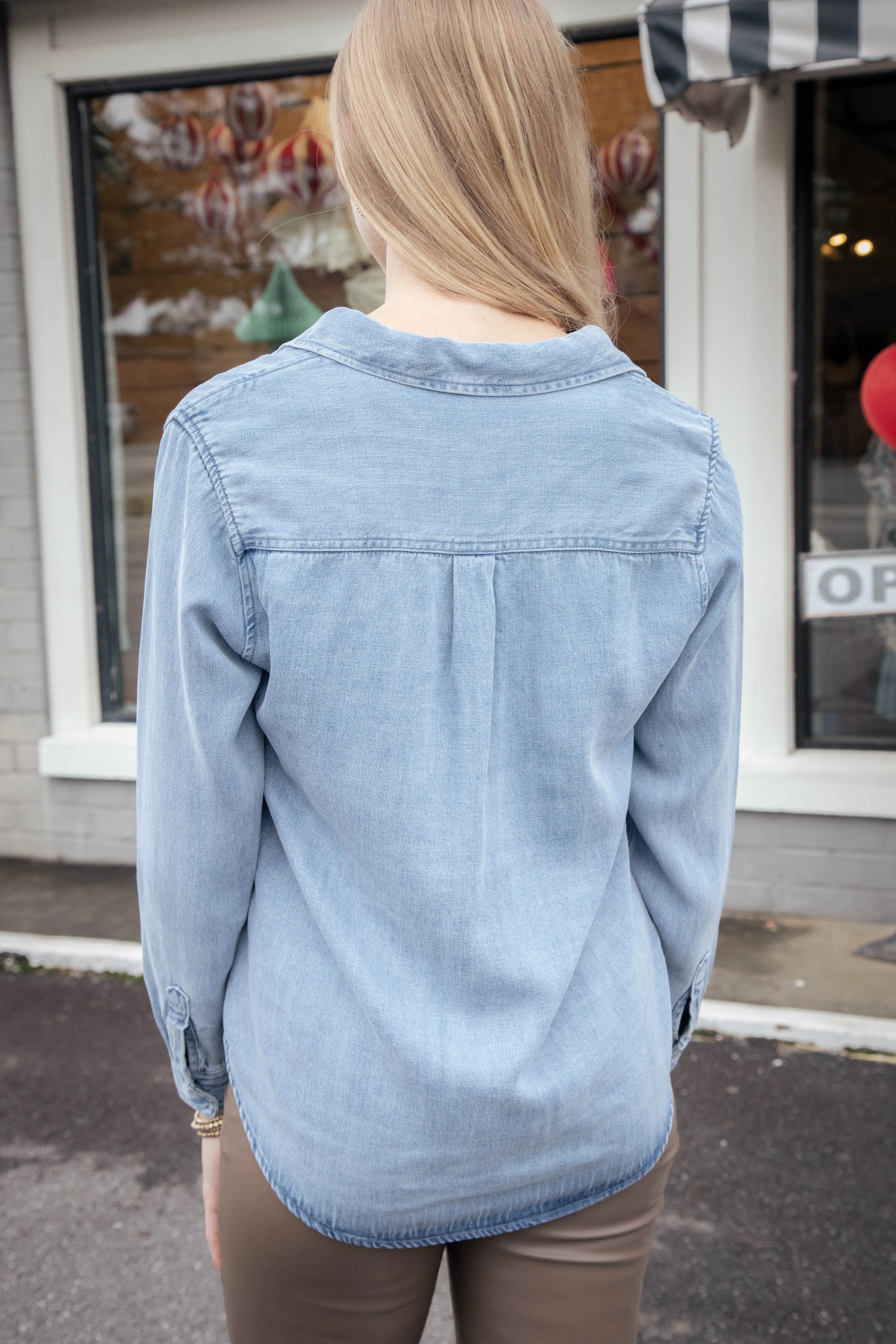 William Button Down Denim Shirt, Light Skyfall | Velvet Heart sold by North & Main Clothing Company product image thumbnail 5