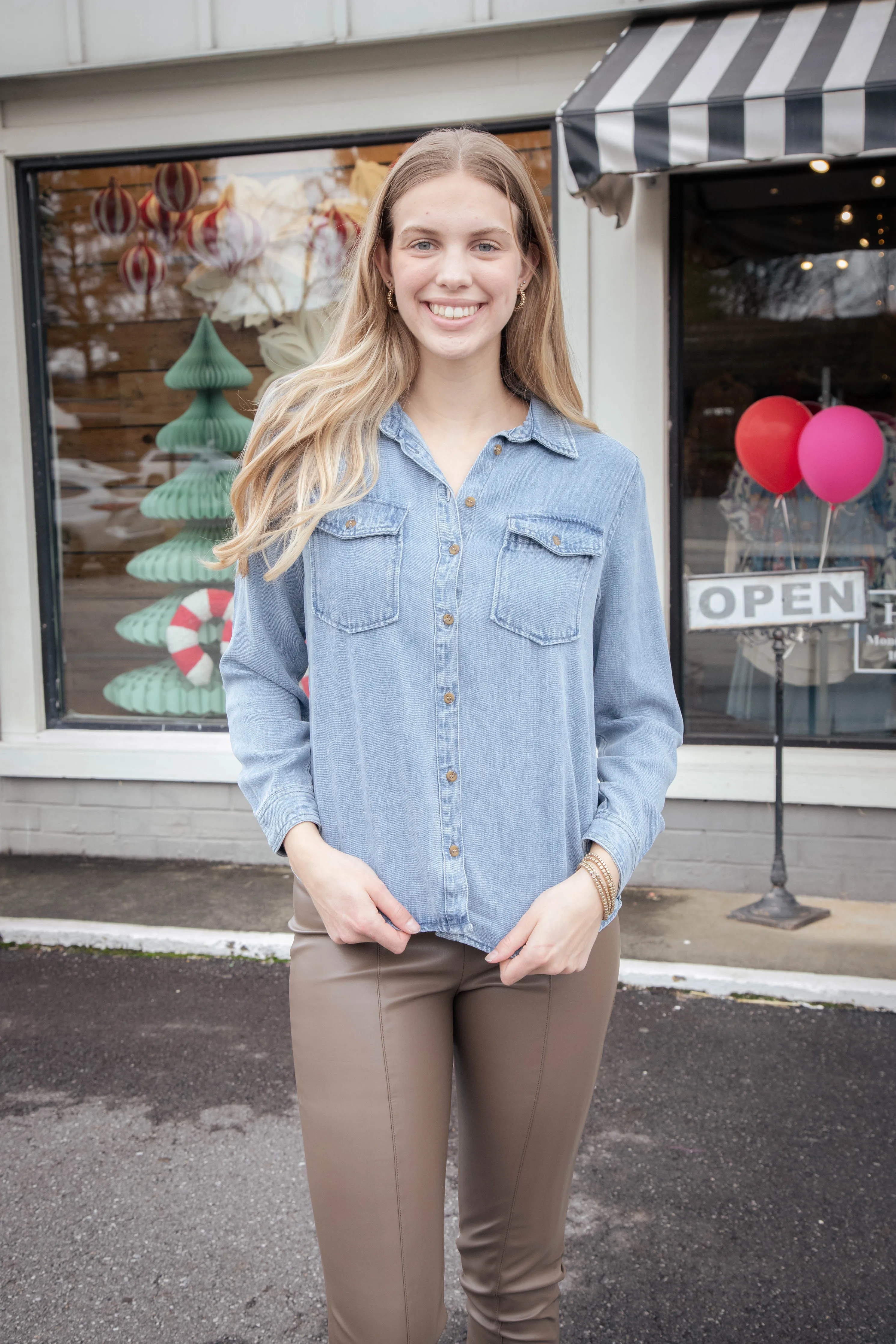 William Button Down Denim Shirt, Light Skyfall | Velvet Heart sold by North & Main Clothing Company product image thumbnail 3