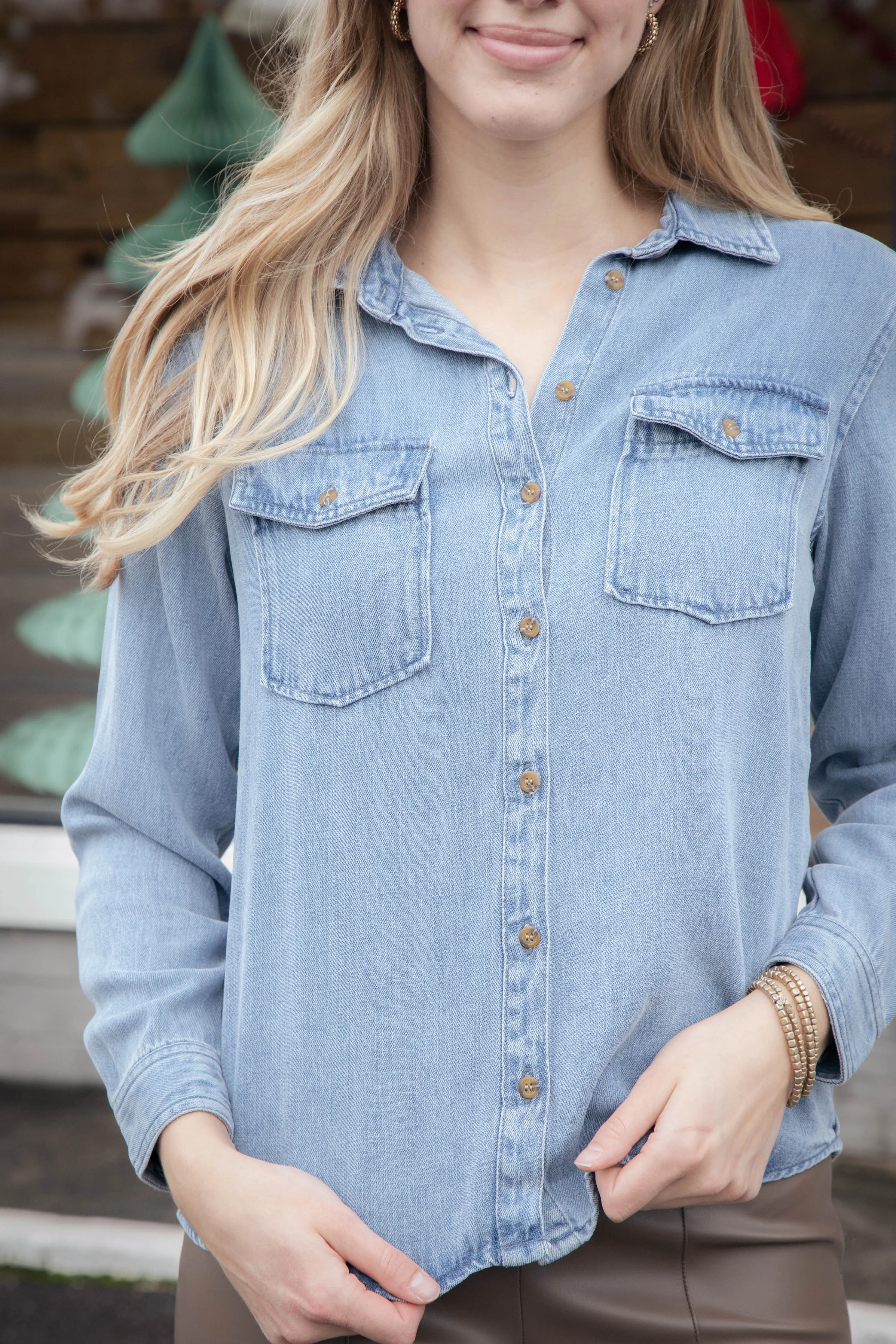 William Button Down Denim Shirt, Light Skyfall | Velvet Heart sold by North & Main Clothing Company product image thumbnail 2