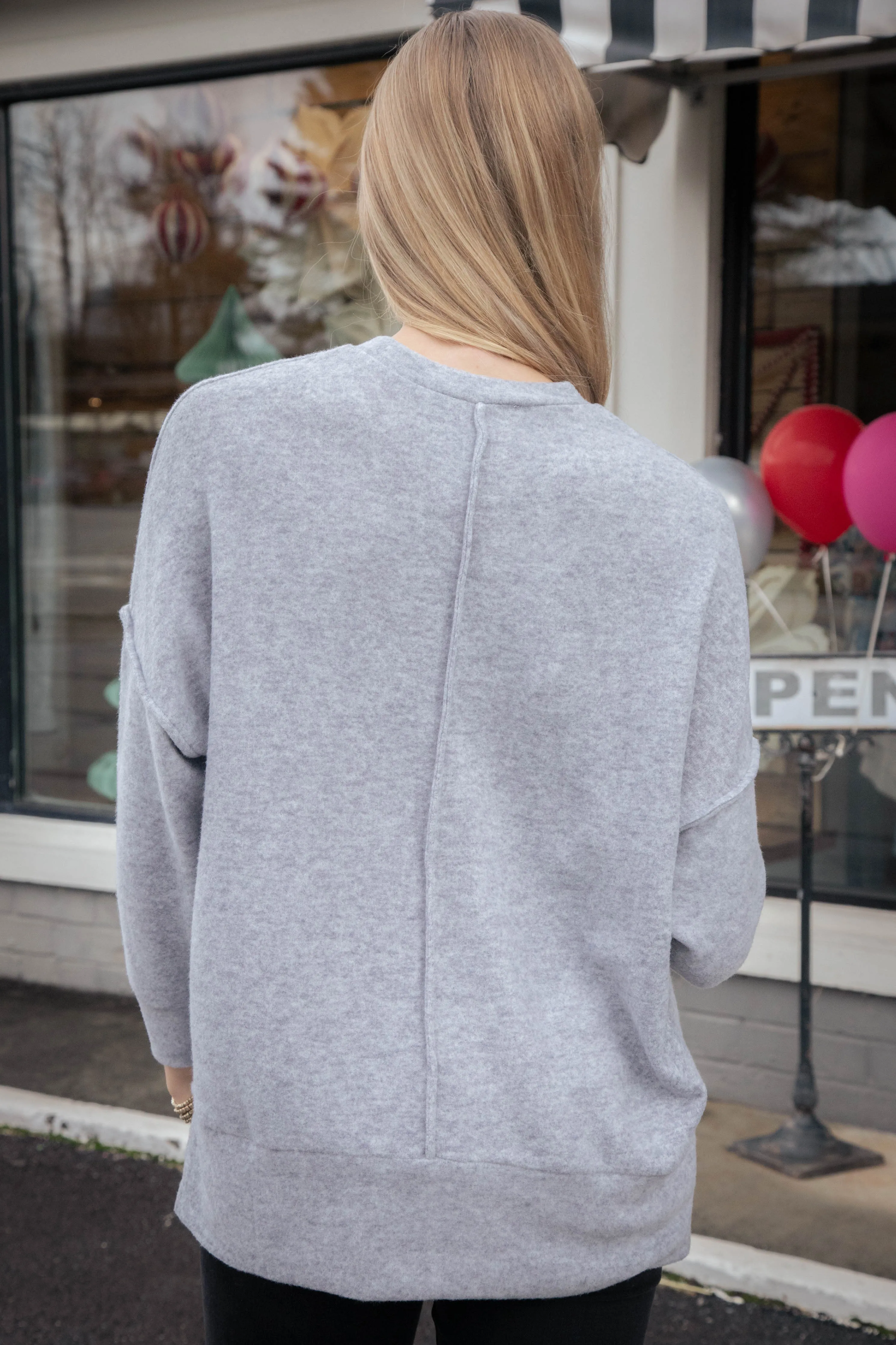 Caroline Brushed Melange Sweater, Heather Grey sold by North & Main Clothing Company product image thumbnail 5