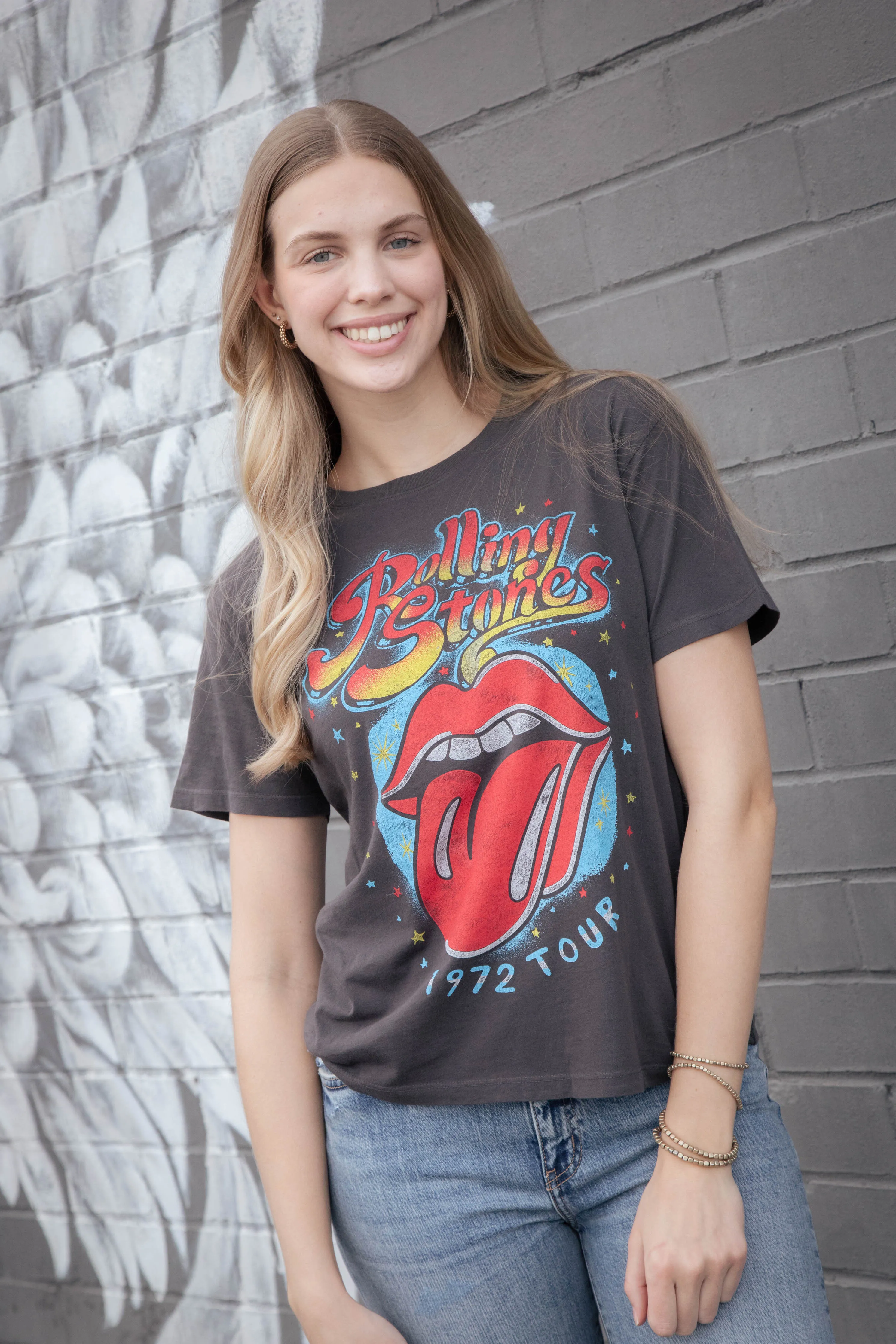 Rolling Stones 1972 Tour Boyfriend Tee, Reactive Black | Daydreamer sold by North & Main Clothing Company product image thumbnail 3