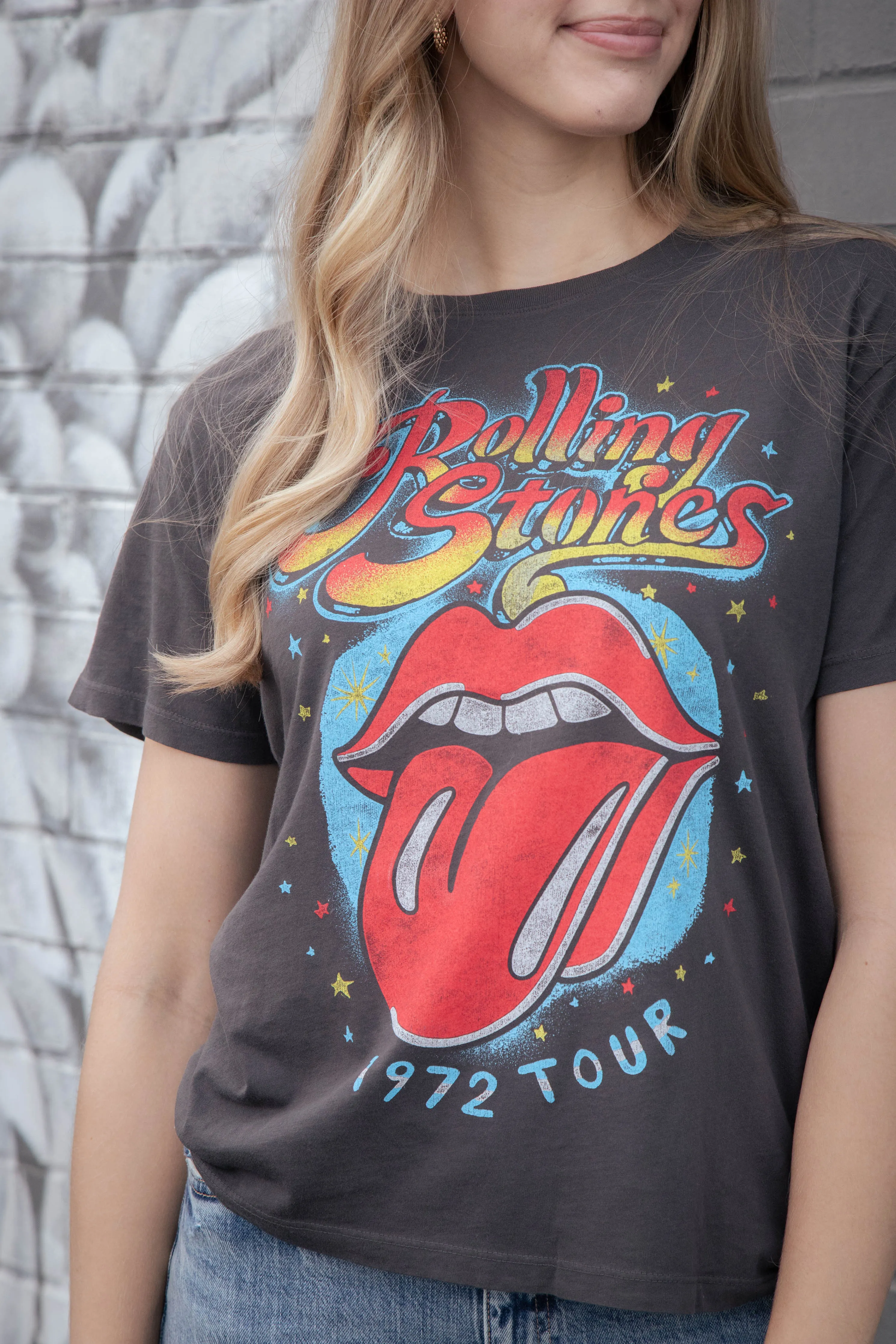 Rolling Stones 1972 Tour Boyfriend Tee, Reactive Black | Daydreamer sold by North & Main Clothing Company product image thumbnail 4