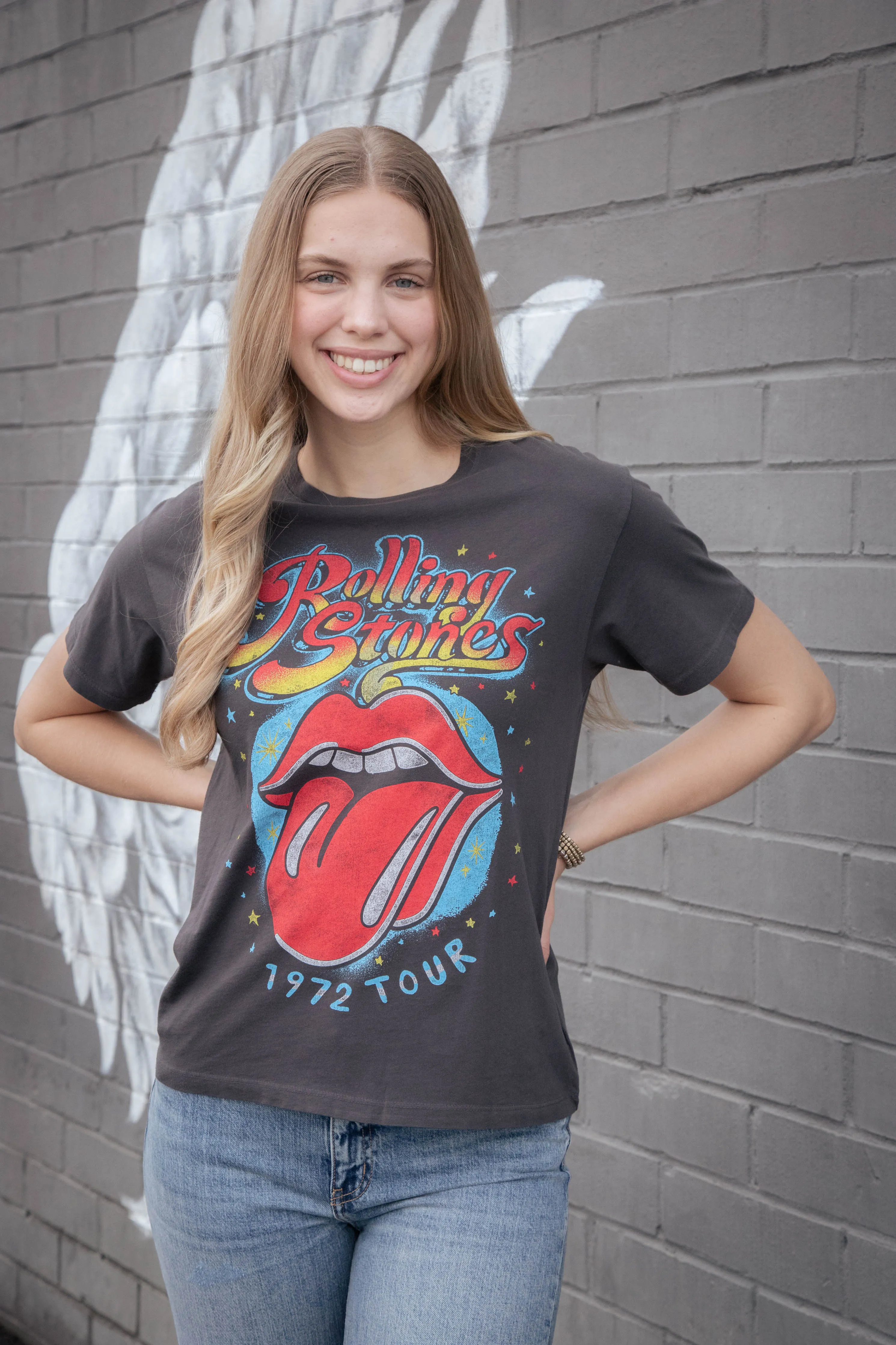 Rolling Stones 1972 Tour Boyfriend Tee, Reactive Black | Daydreamer sold by North & Main Clothing Company product image thumbnail 5