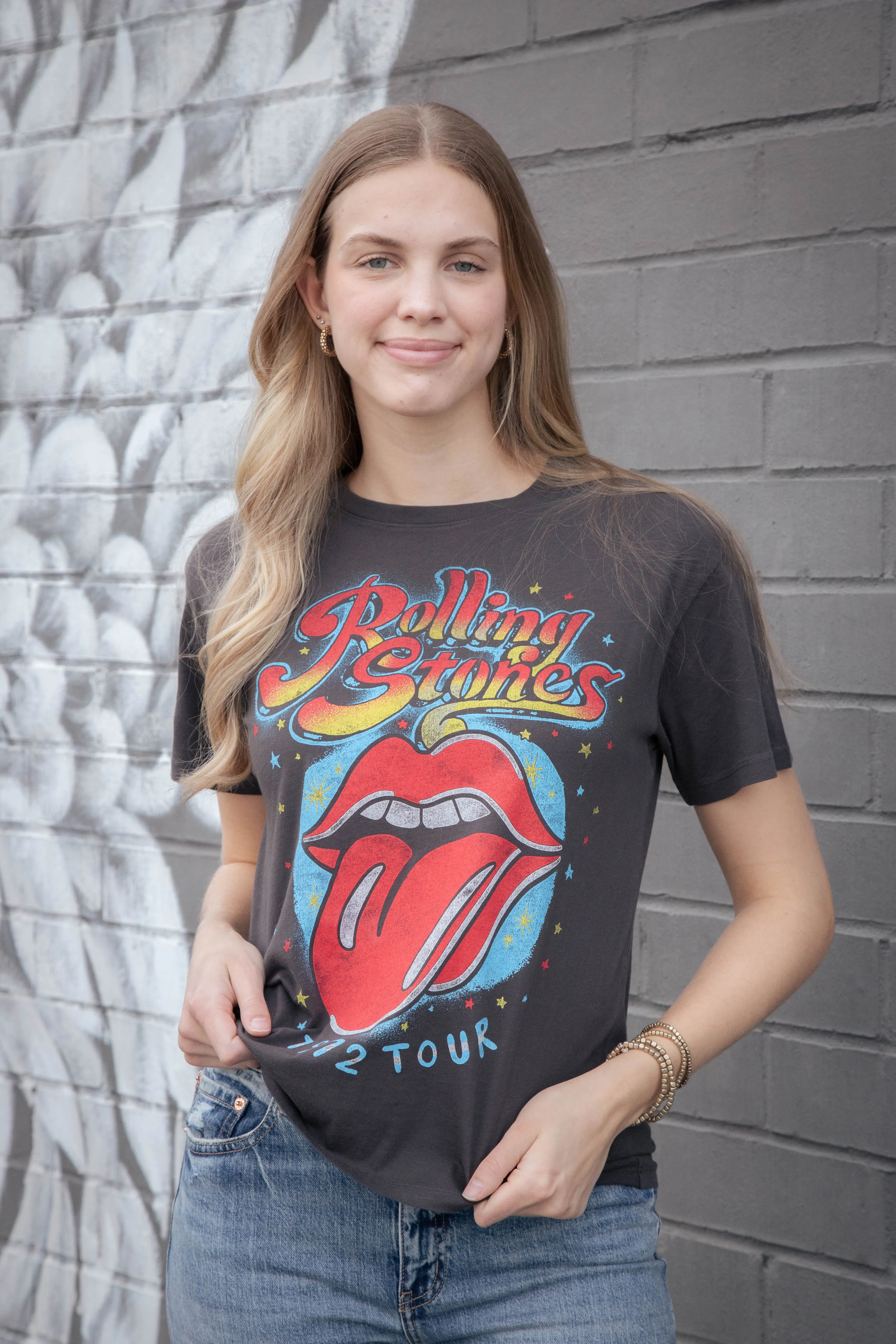 Rolling Stones 1972 Tour Boyfriend Tee, Reactive Black | Daydreamer sold by North & Main Clothing Company
