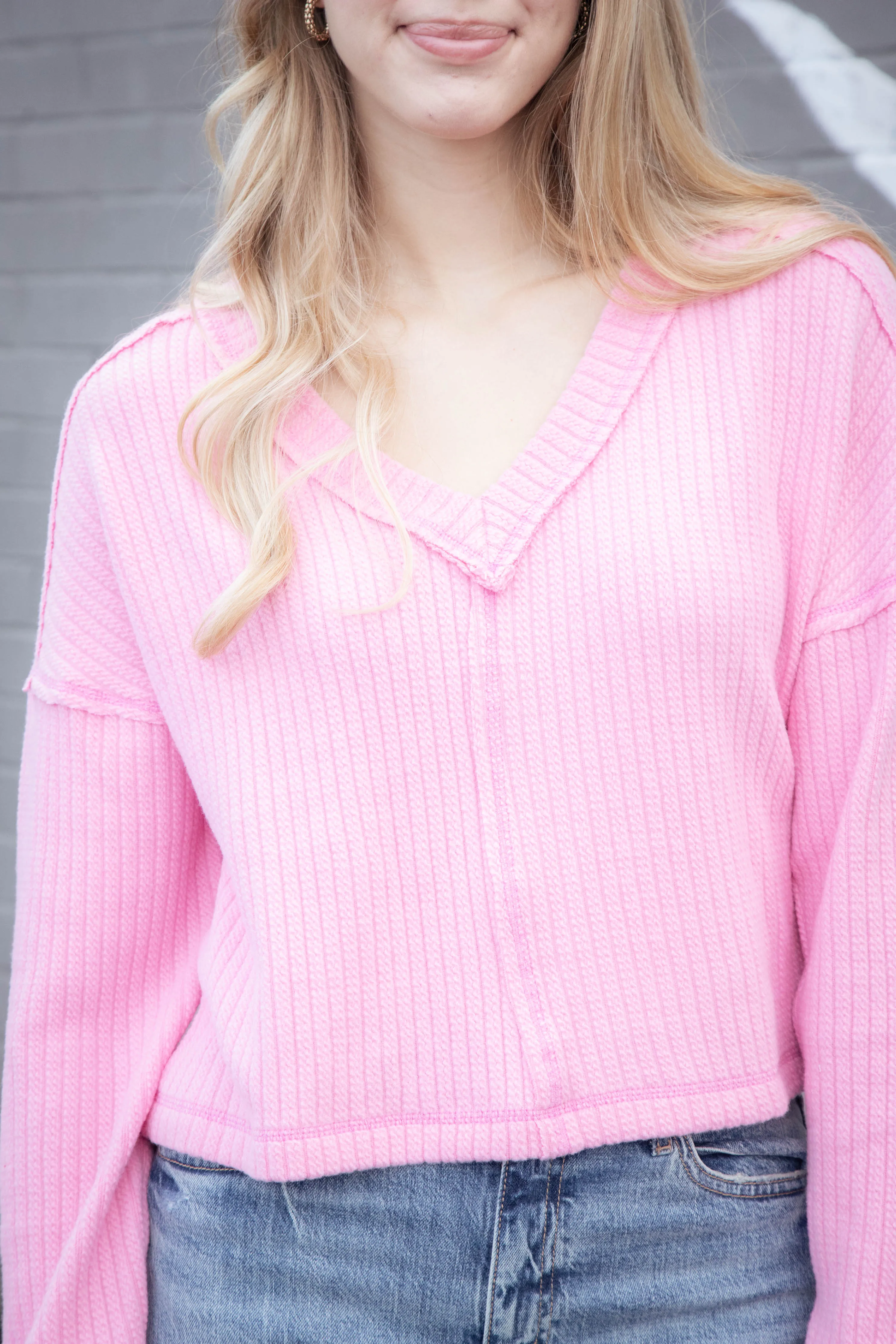 Mel Drop Shoulder Ribbed Top, Pink sold by North & Main Clothing Company product image thumbnail 3
