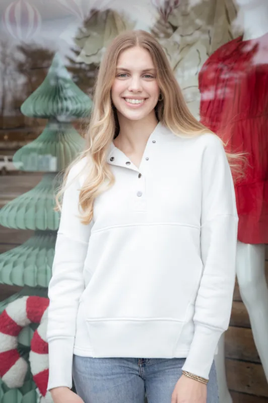 Anna Fleece Half Snap Hoodie, Bone sold by North & Main Clothing Company