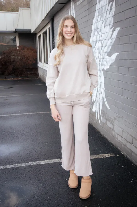 Elise Soft Melange Hacci Pants, Ash Mocha sold by North & Main Clothing Company