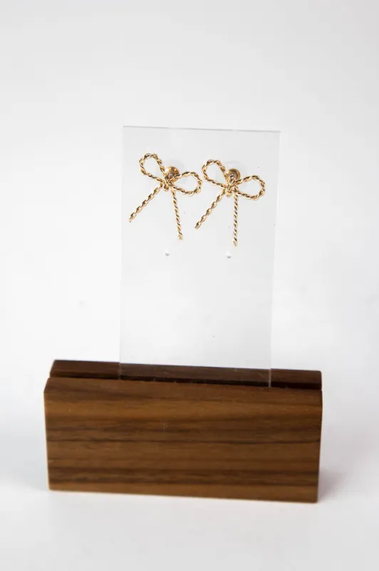 Bow Twist Textured Earrings, Gold sold by North & Main Clothing Company