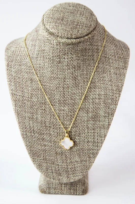 Mop Clover Pendant Necklace, Gold sold by North & Main Clothing Company