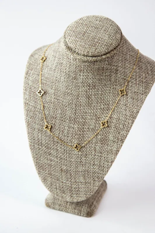 Open Clover Station Necklace, Gold sold by North & Main Clothing Company