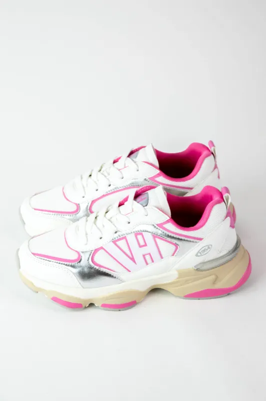 Dash Logo Running Sneaker, White/Silver/Pink | Vintage Havana made by North & Main Clothing Company