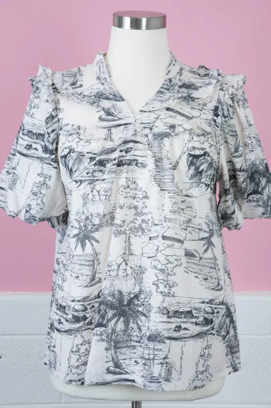 Evelyn Split Neck Top, Black | Plus Size sold by North & Main Clothing Company