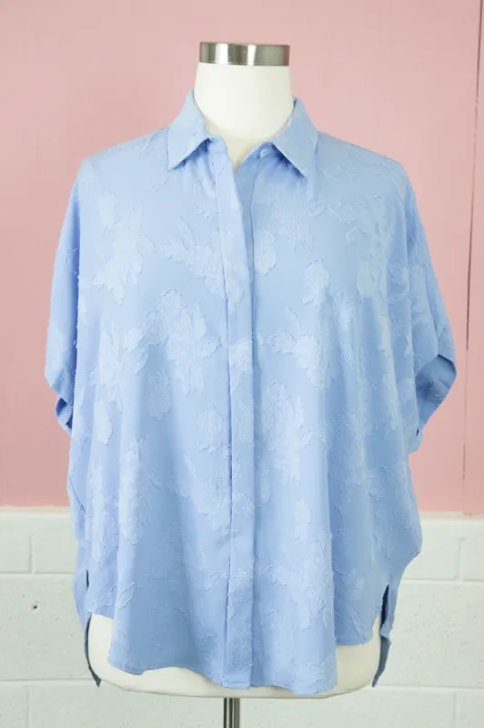 Iris Floral Burnout Top, Light Blue | Plus Size sold by North & Main Clothing Company