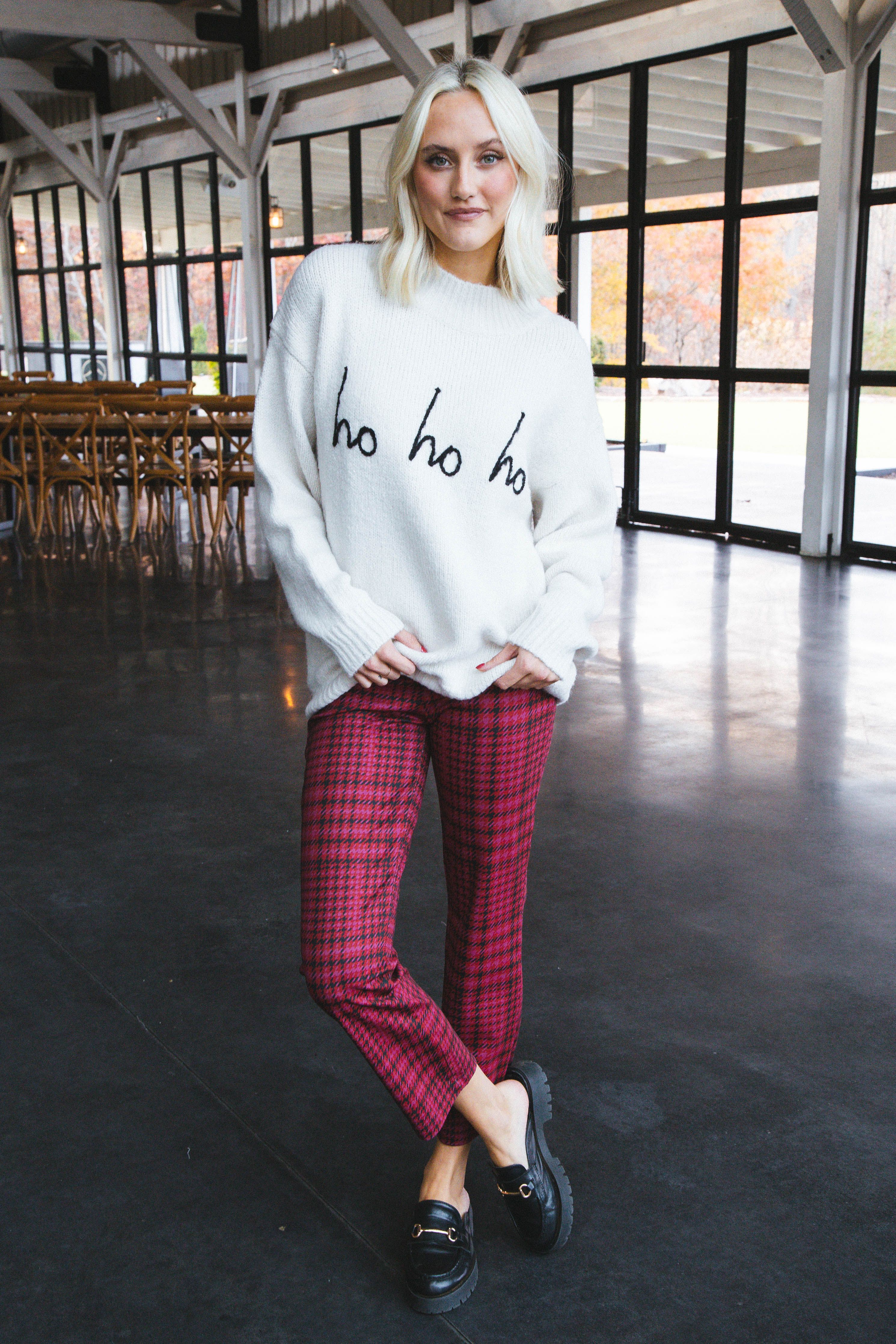 Ho Ho Ho Mock Neck Sweater, White sold by North & Main Clothing Company product image thumbnail 3