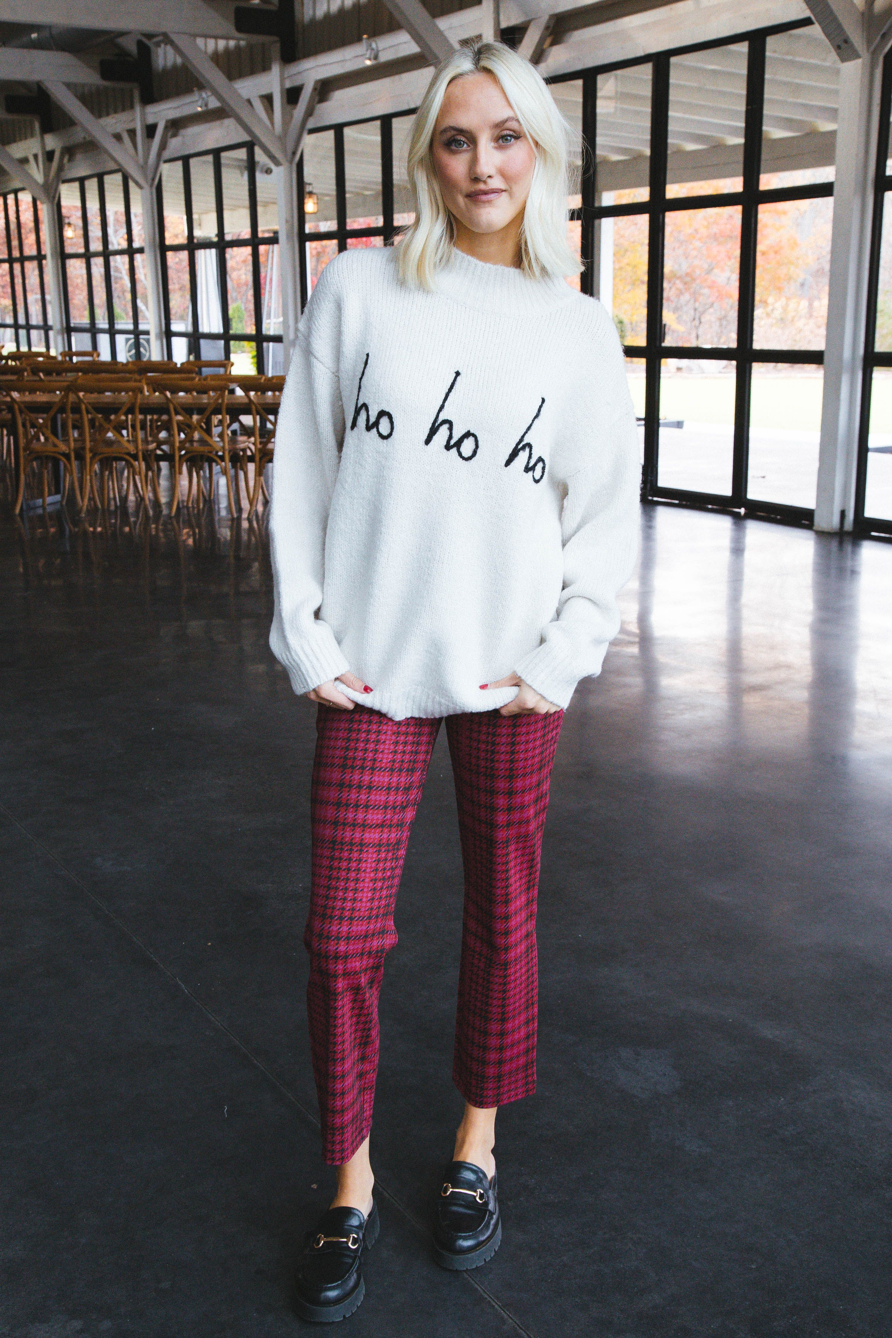 Ho Ho Ho Mock Neck Sweater, White sold by North & Main Clothing Company product image thumbnail 2