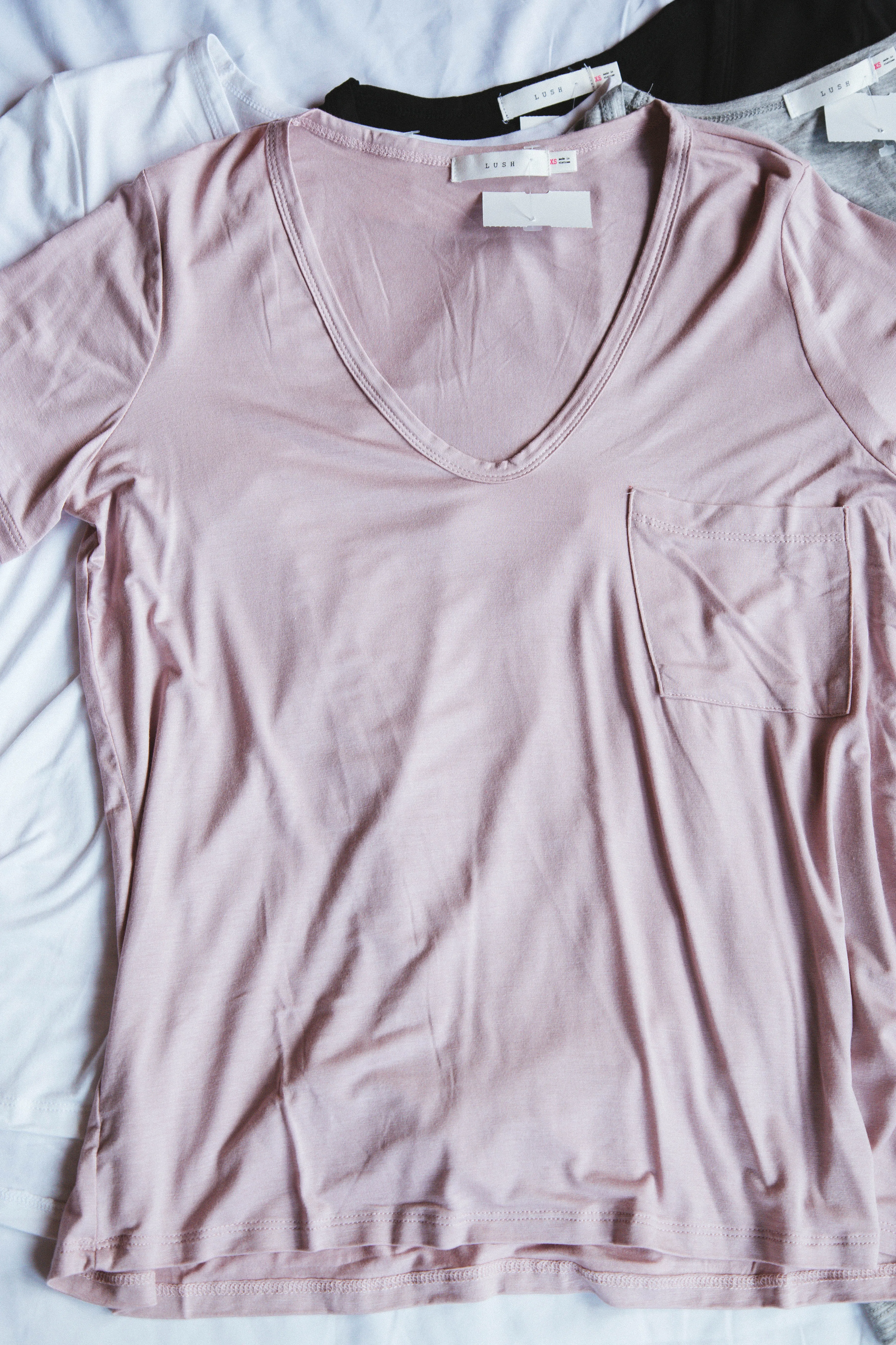 Erin Pocket Tee, Brushed Lilac sold by North & Main Clothing Company
