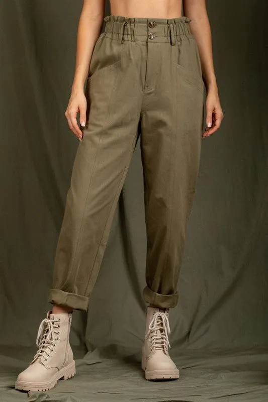 Penny Paperbag Pants, Olive sold by North & Main Clothing Company product image thumbnail 3