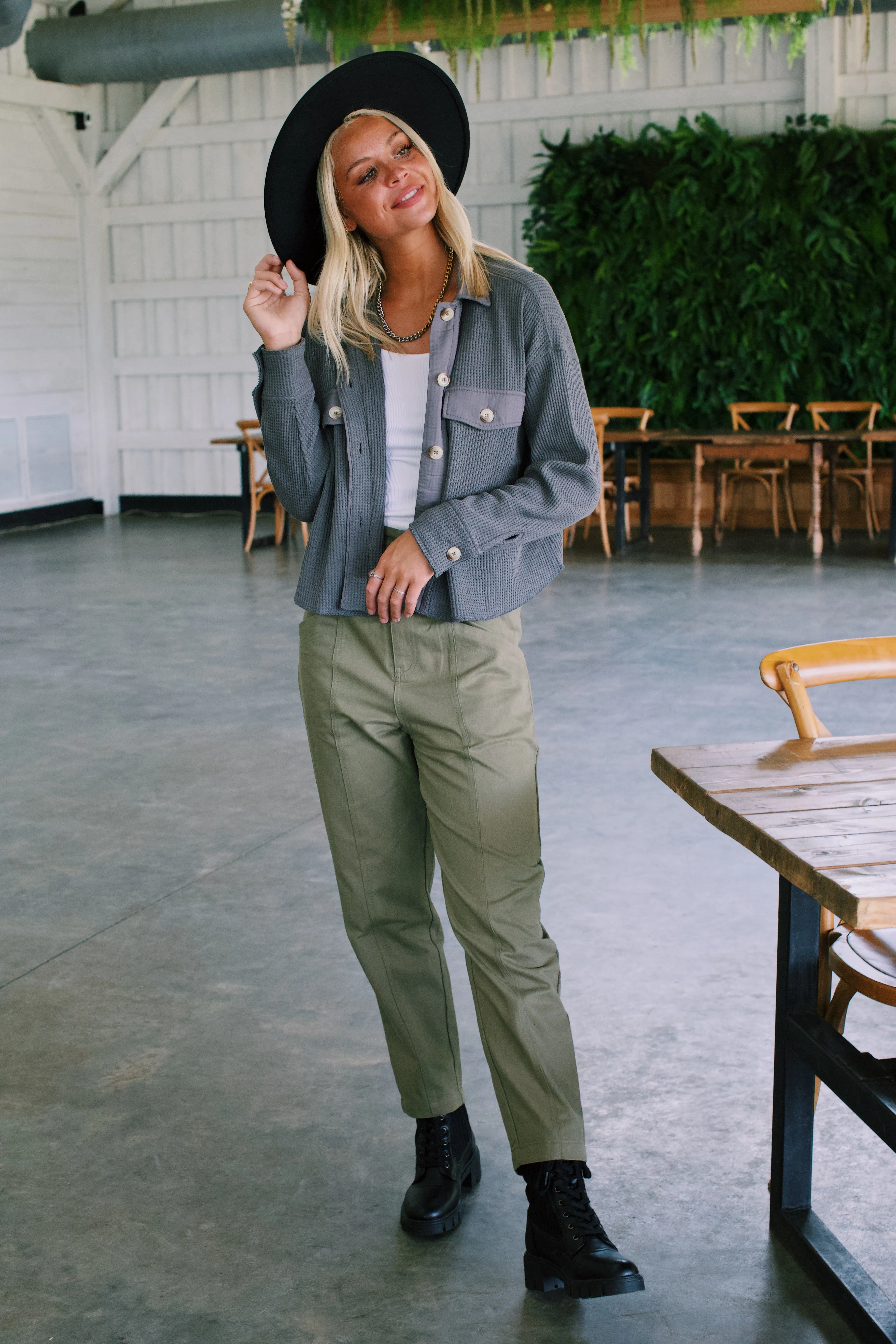 Penny Paperbag Pants, Olive sold by North & Main Clothing Company product image thumbnail 5