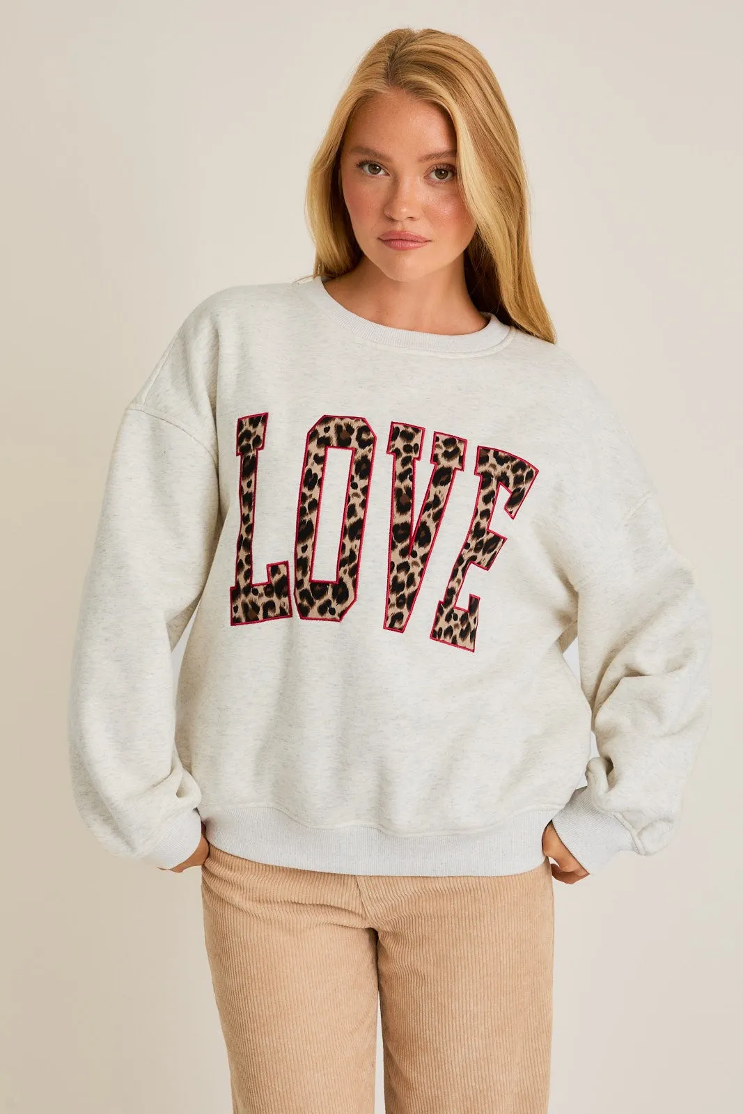 Love Graphic Oversized Sweatshirt, Light Heather Grey sold by North & Main Clothing Company