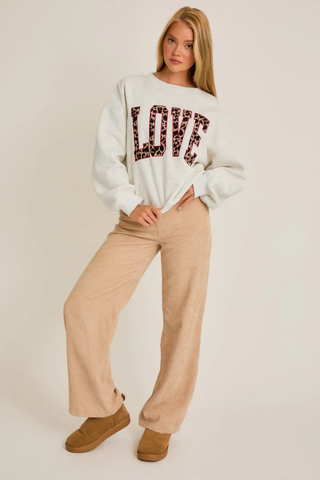 Love Graphic Oversized Sweatshirt, Light Heather Grey sold by North & Main Clothing Company product image thumbnail 2