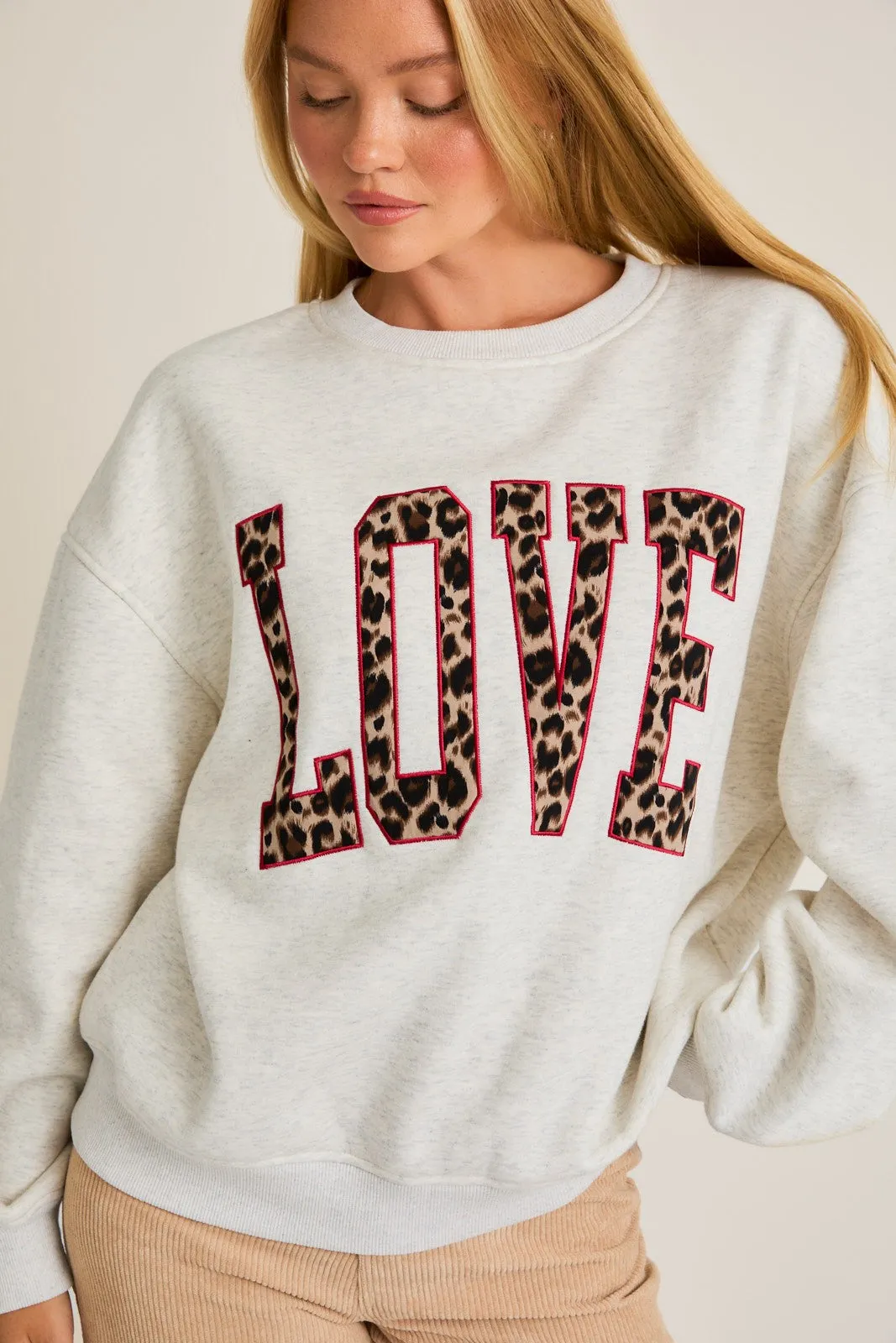 Love Graphic Oversized Sweatshirt, Light Heather Grey sold by North & Main Clothing Company product image thumbnail 3