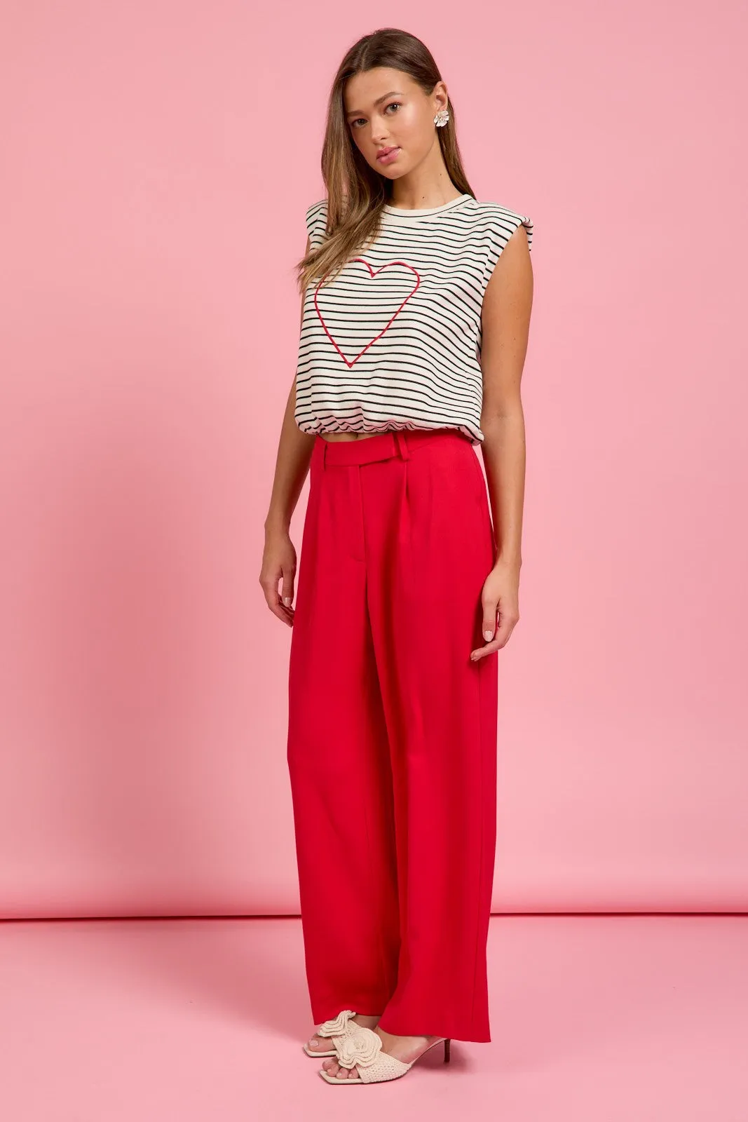 Lyra Heart Embroidered Striped Top, Ivory/Black sold by North & Main Clothing Company product image thumbnail 2