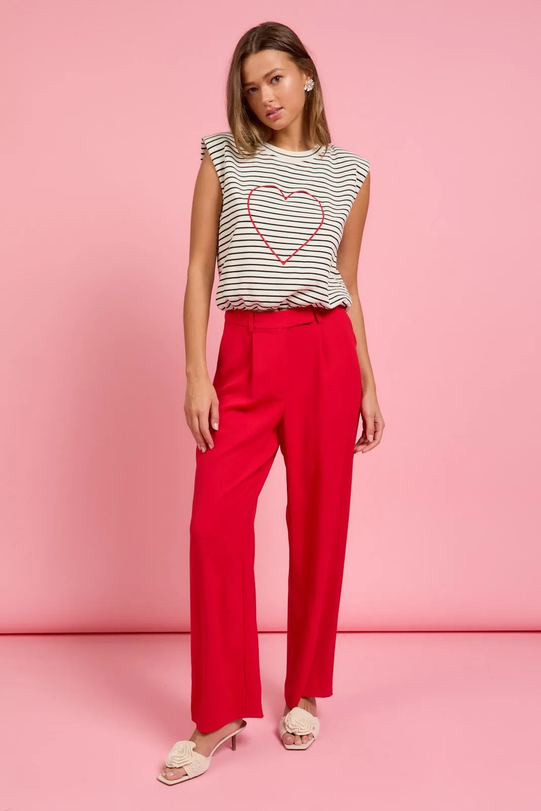 Lyra Heart Embroidered Striped Top, Ivory/Black sold by North & Main Clothing Company product image thumbnail 3