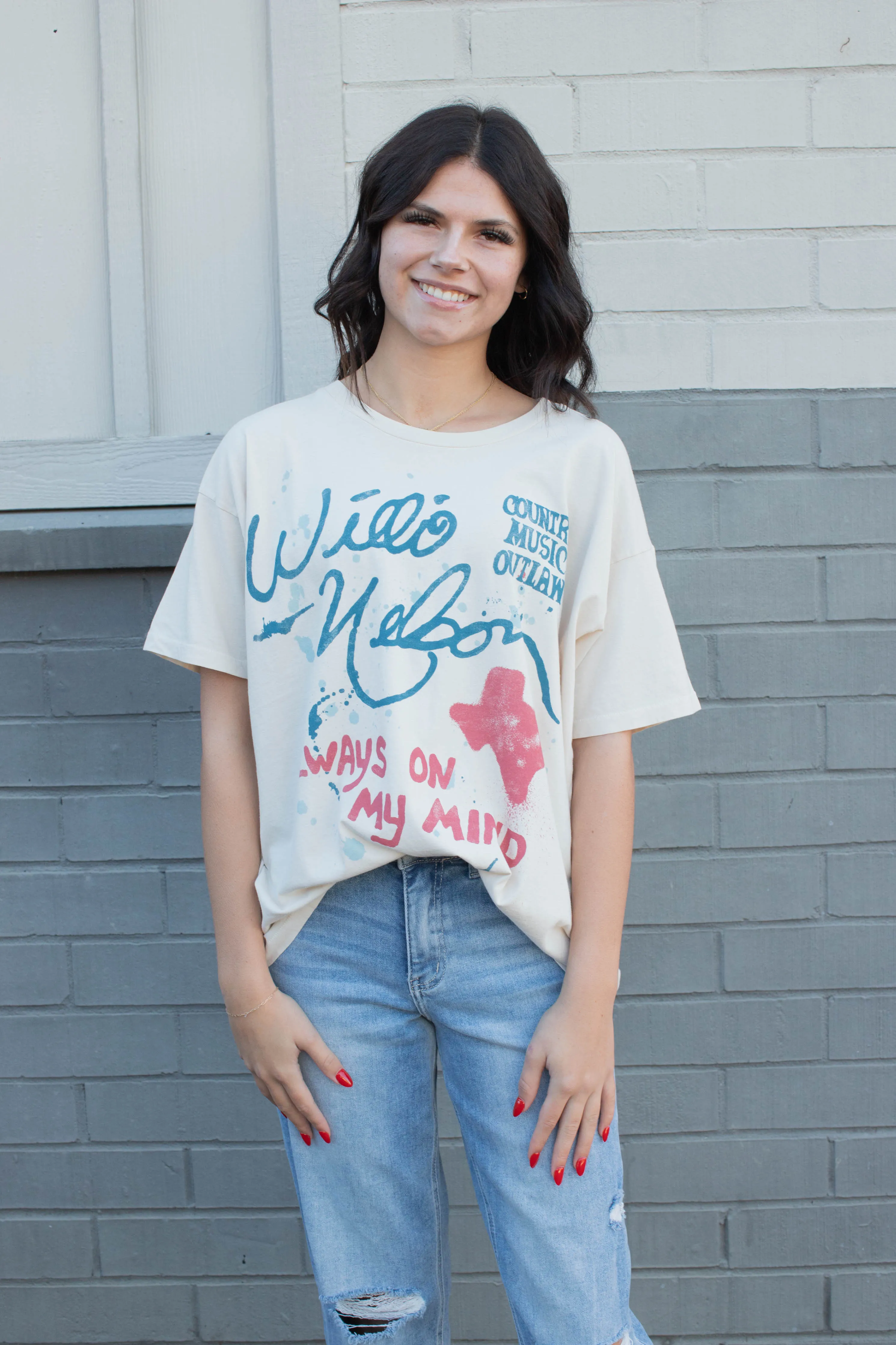 Willie Nelson Always On My Mind Tee, Dirty White | Daydreamer sold by North & Main Clothing Company