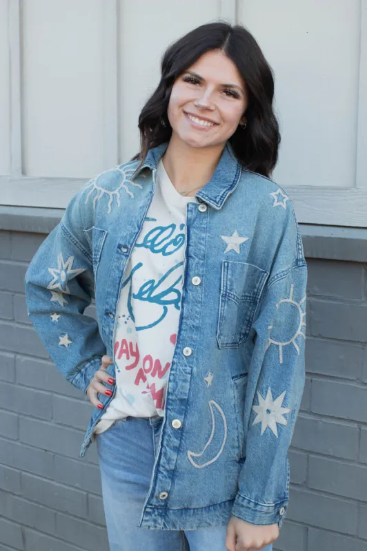 Madison City Embroidered Jacket, Skyway Blues | Free People sold by North & Main Clothing Company