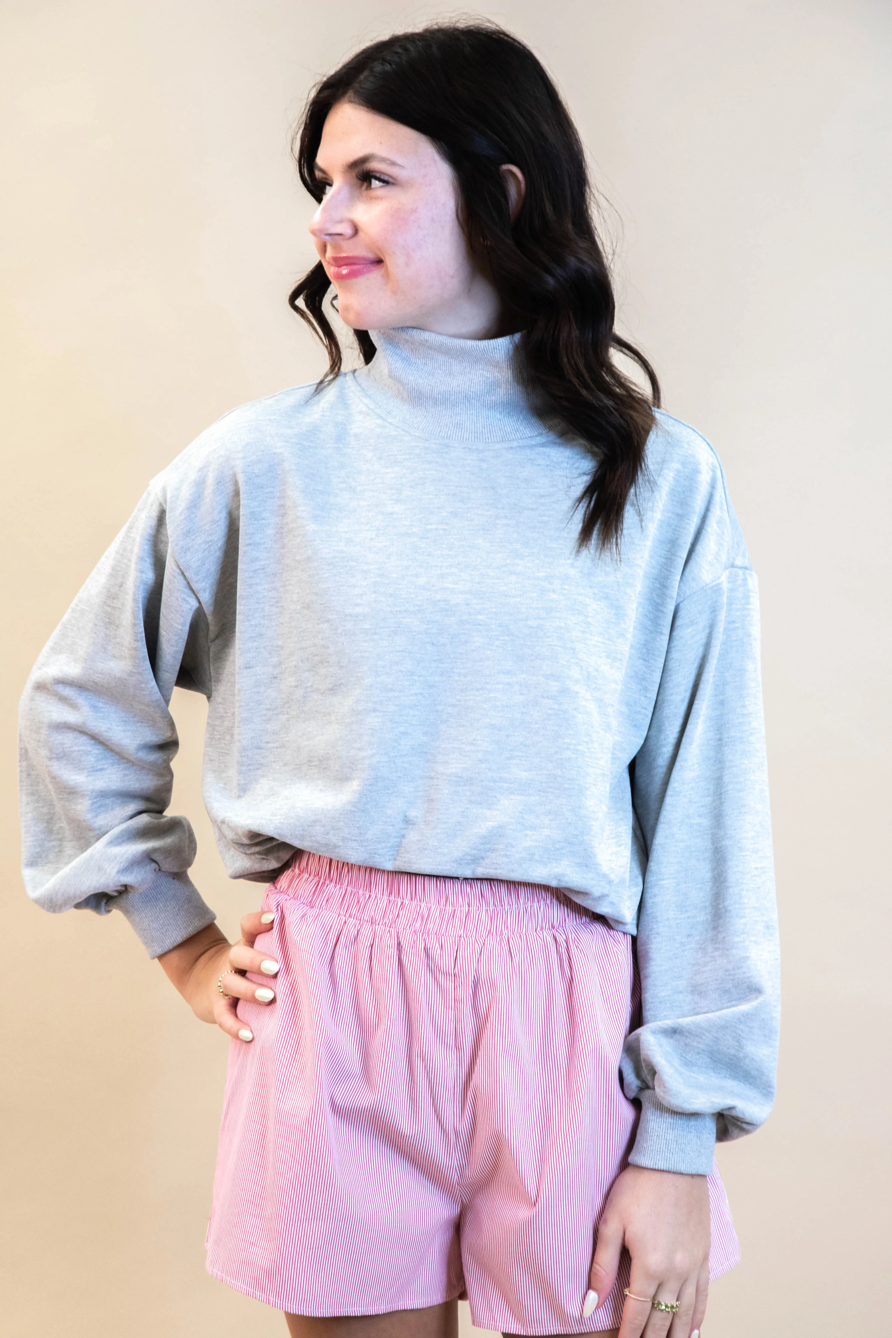 Maeve Bubble Hem Sweatshirt, Grey sold by North & Main Clothing Company product image thumbnail 2