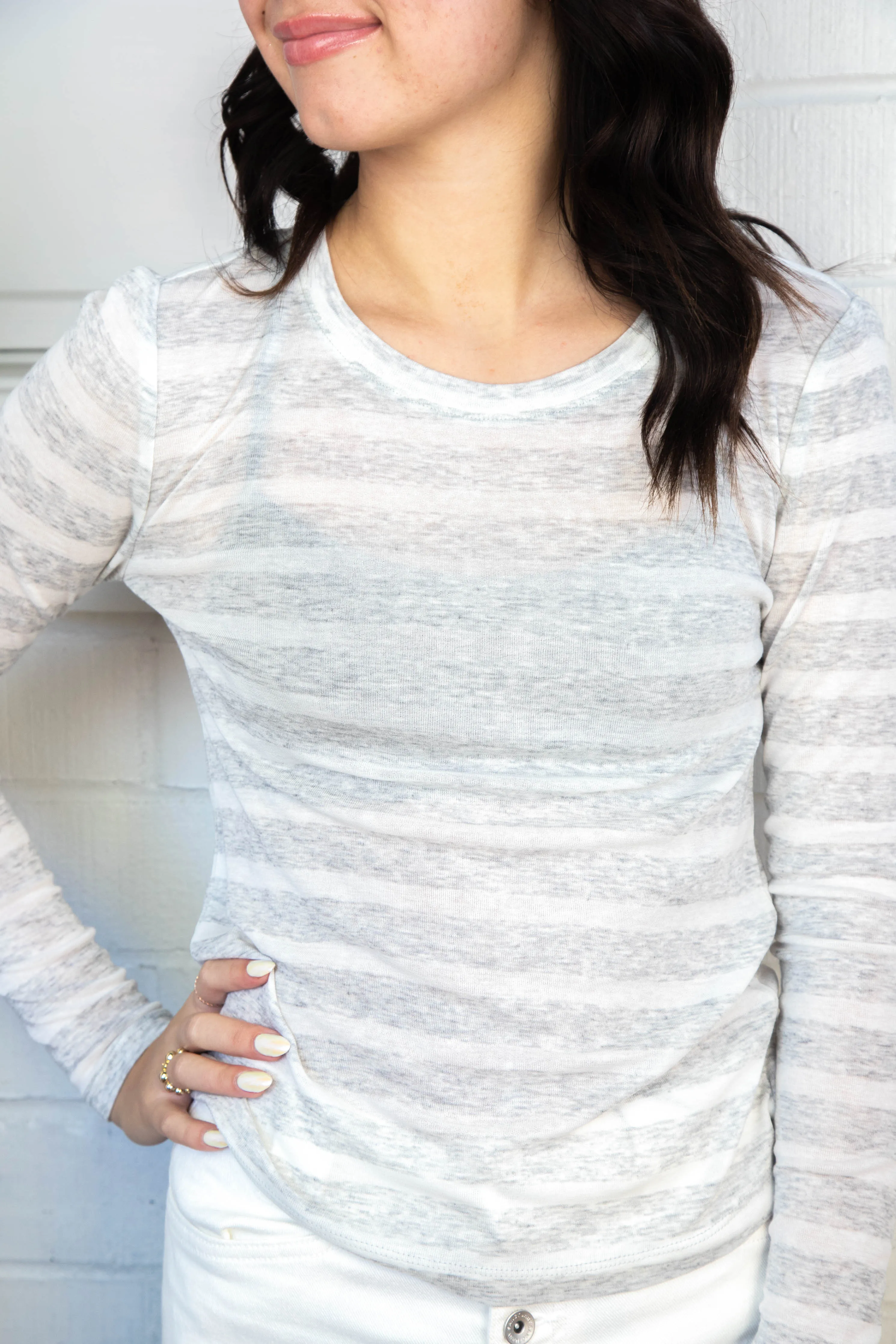 Femme Crew Stripe Tee, Dewey Grey/Chalk | Sanctuary sold by North & Main Clothing Company product image thumbnail 3