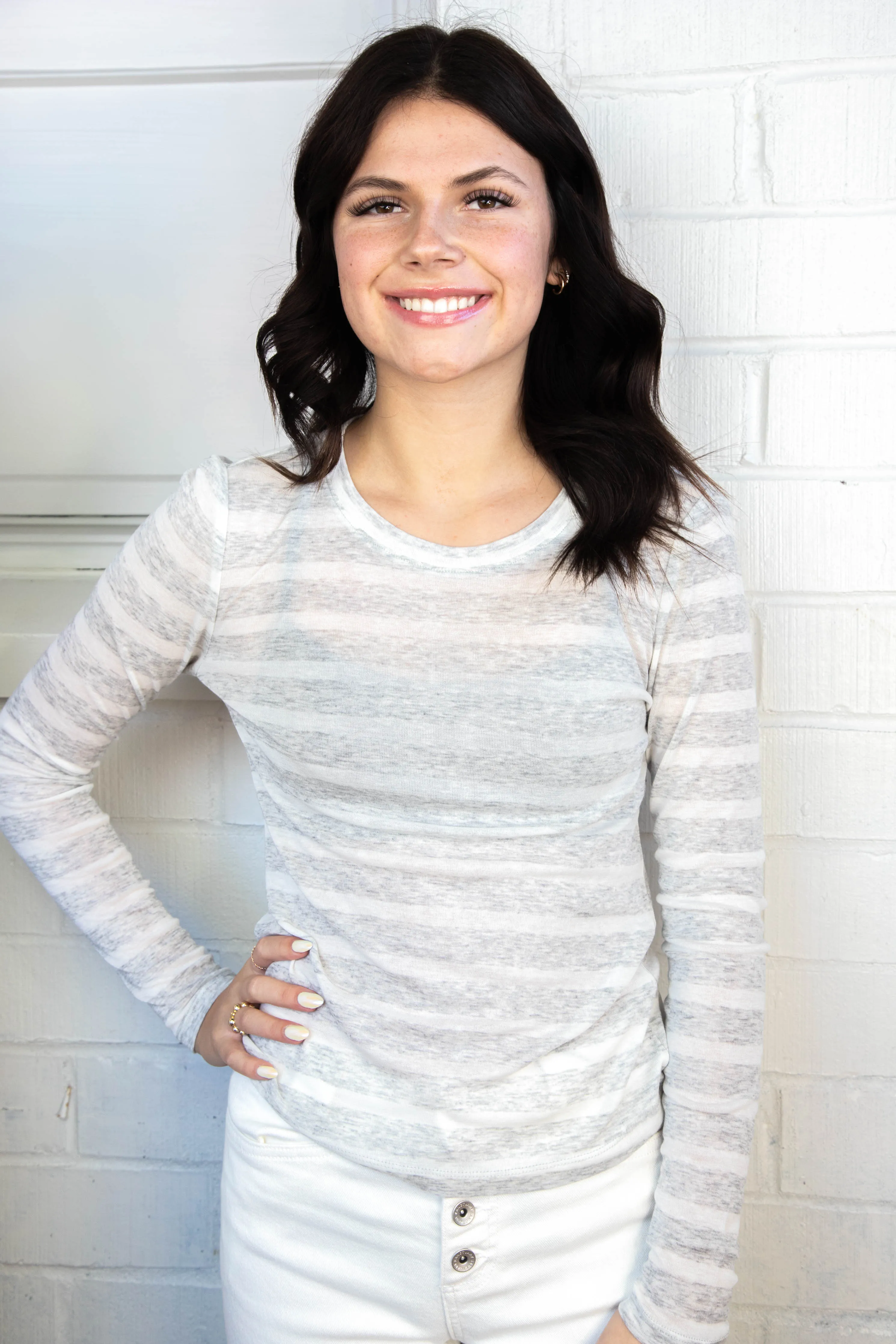 Femme Crew Stripe Tee, Dewey Grey/Chalk | Sanctuary sold by North & Main Clothing Company product image thumbnail 2