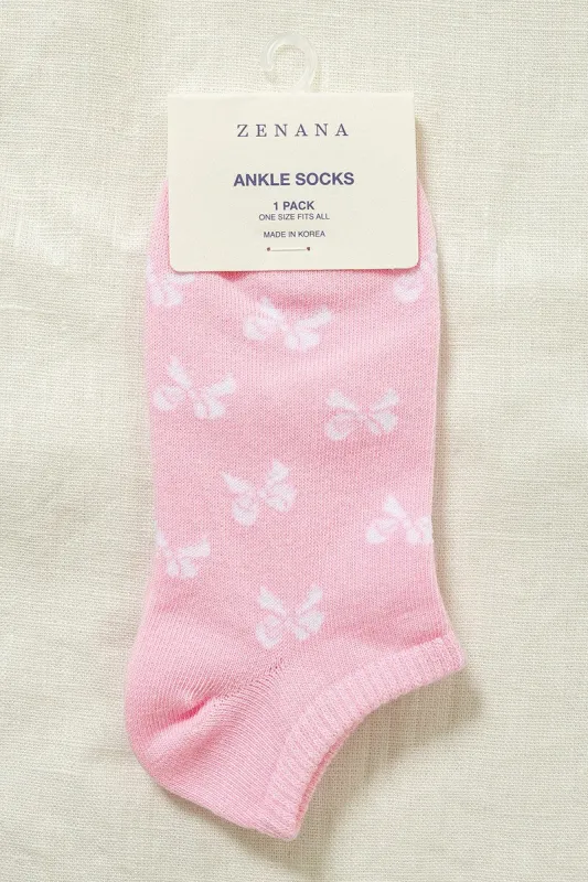 Ribbon Printed Socks, Pink sold by North & Main Clothing Company