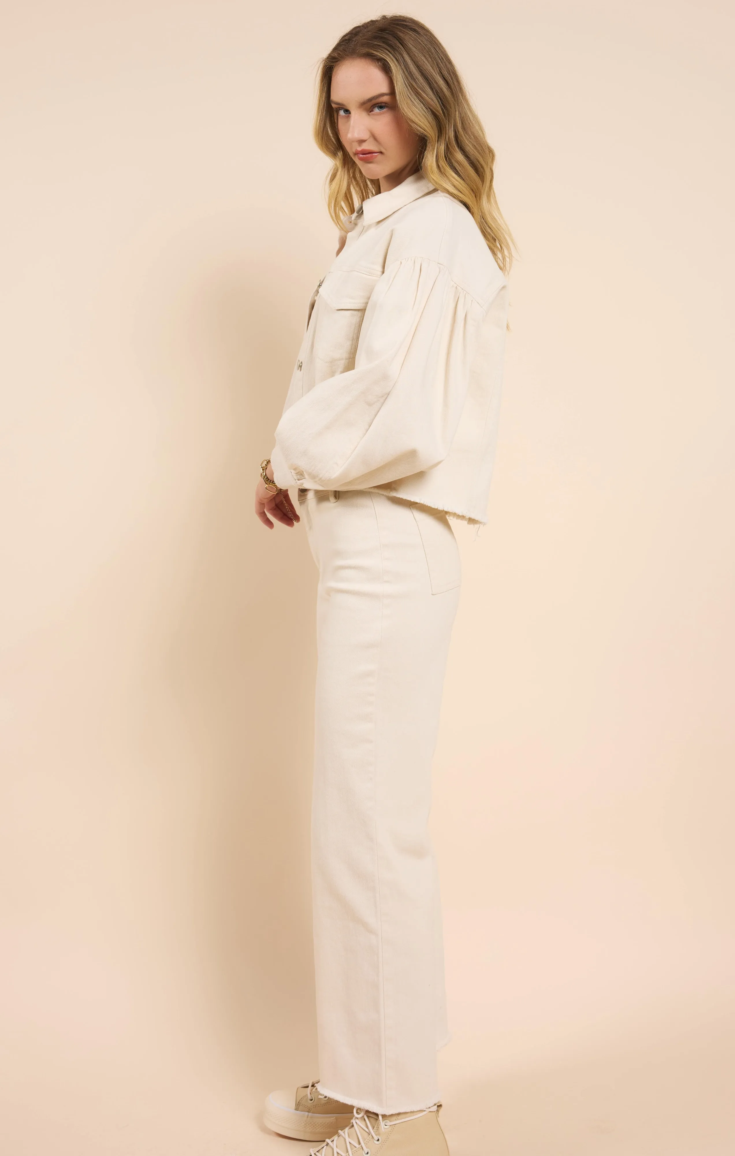 Clear Eyes Denim Jacket, Cream | Sadie & Sage sold by North & Main Clothing Company product image thumbnail 3