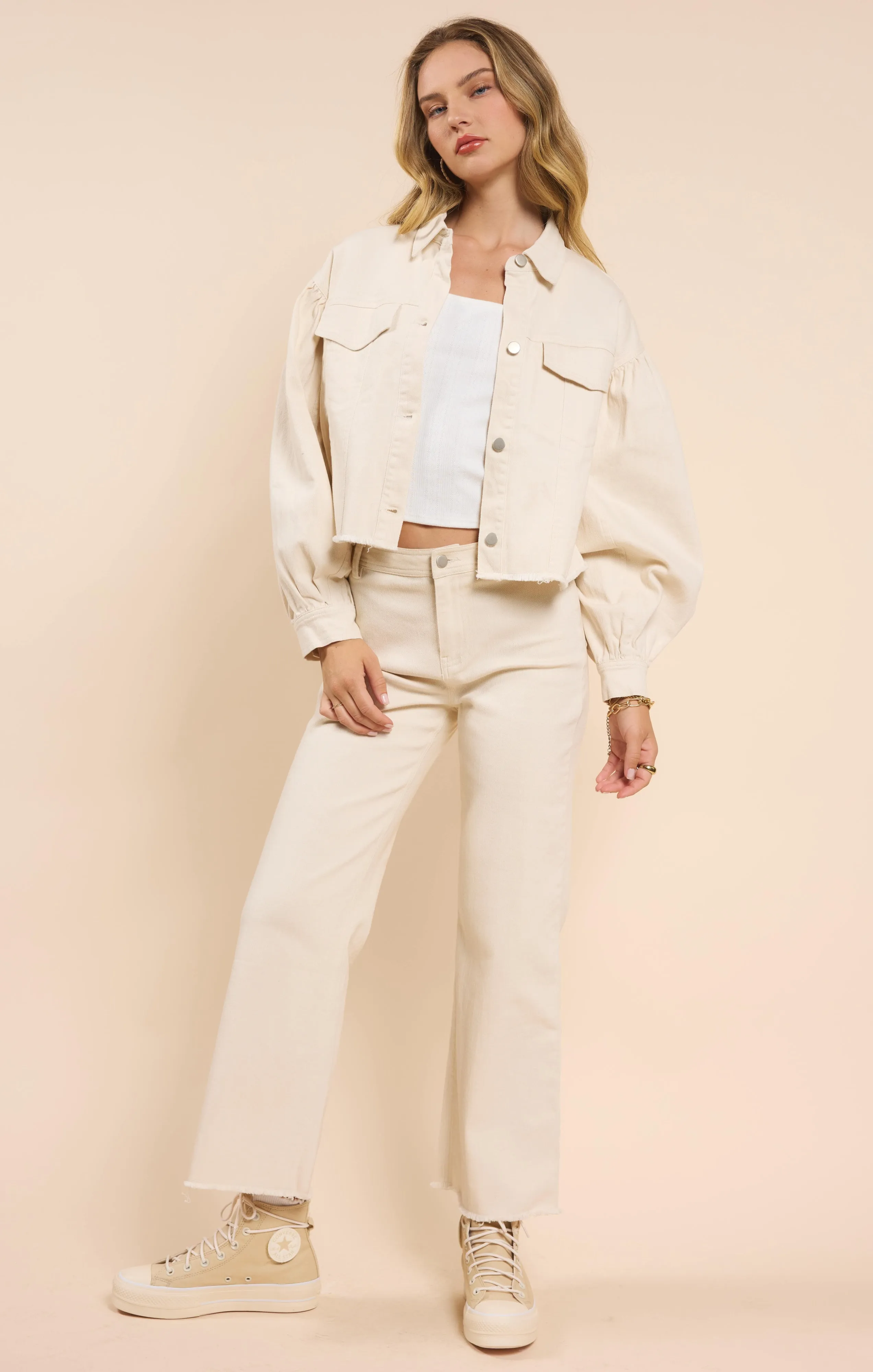 Clear Eyes Denim Jacket, Cream | Sadie & Sage sold by North & Main Clothing Company product image thumbnail 5