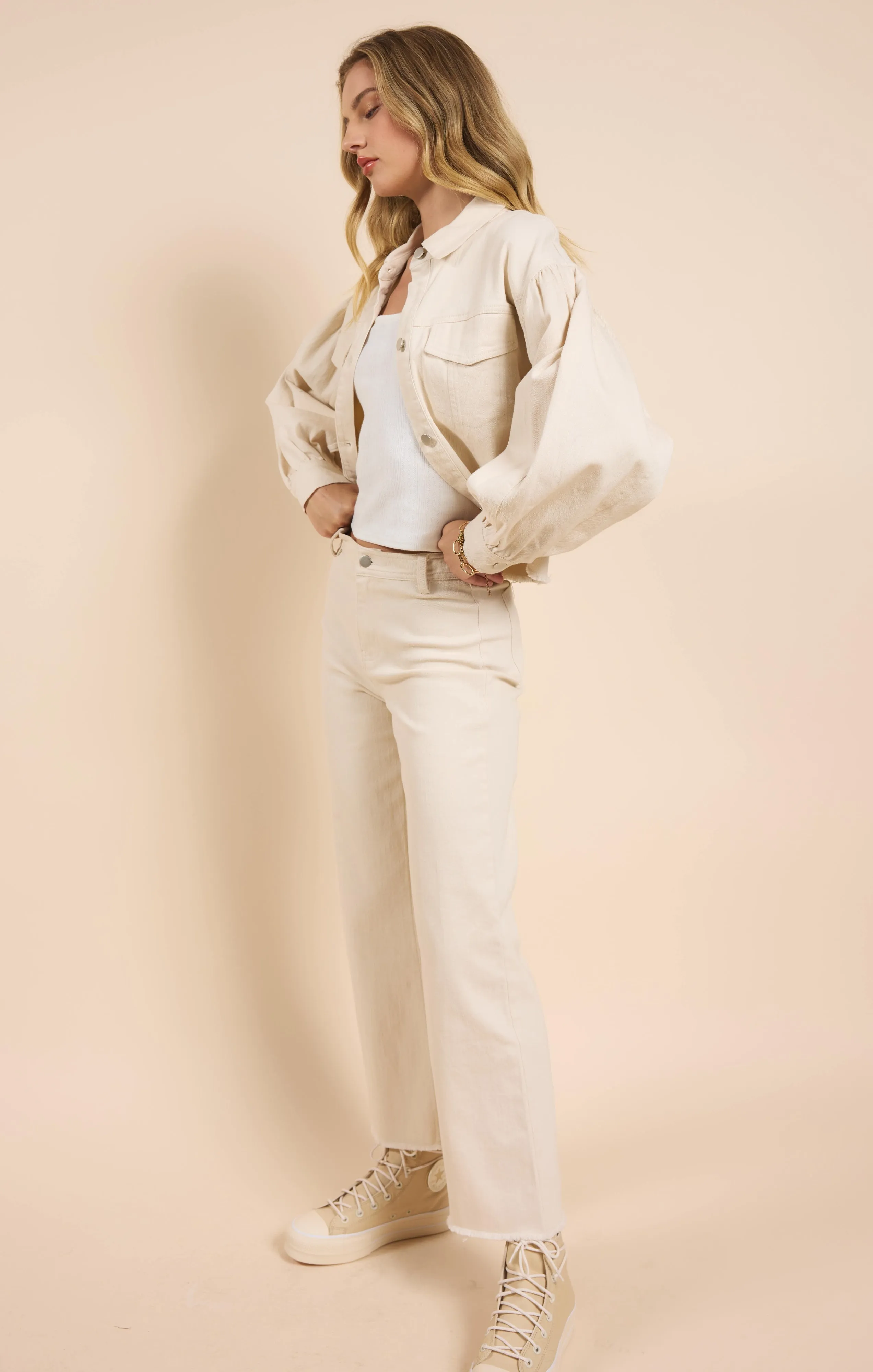 Clear Eyes Wide Leg Jeans, Cream | Sadie & Sage sold by North & Main Clothing Company product image thumbnail 4