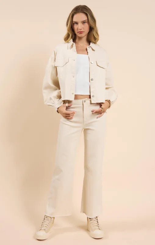 Clear Eyes Wide Leg Jeans, Cream | Sadie & Sage sold by North & Main Clothing Company