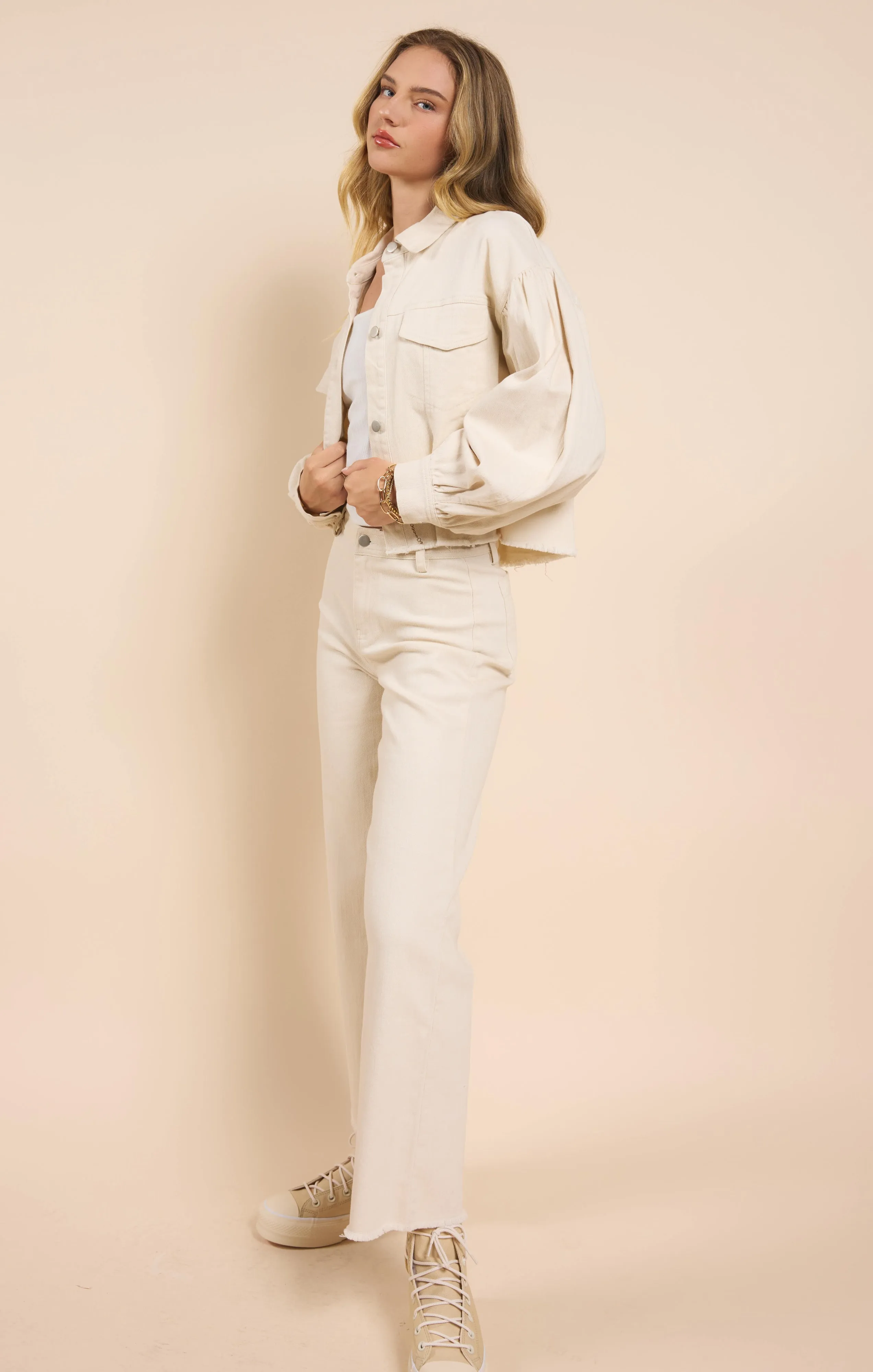 Clear Eyes Wide Leg Jeans, Cream | Sadie & Sage sold by North & Main Clothing Company product image thumbnail 5